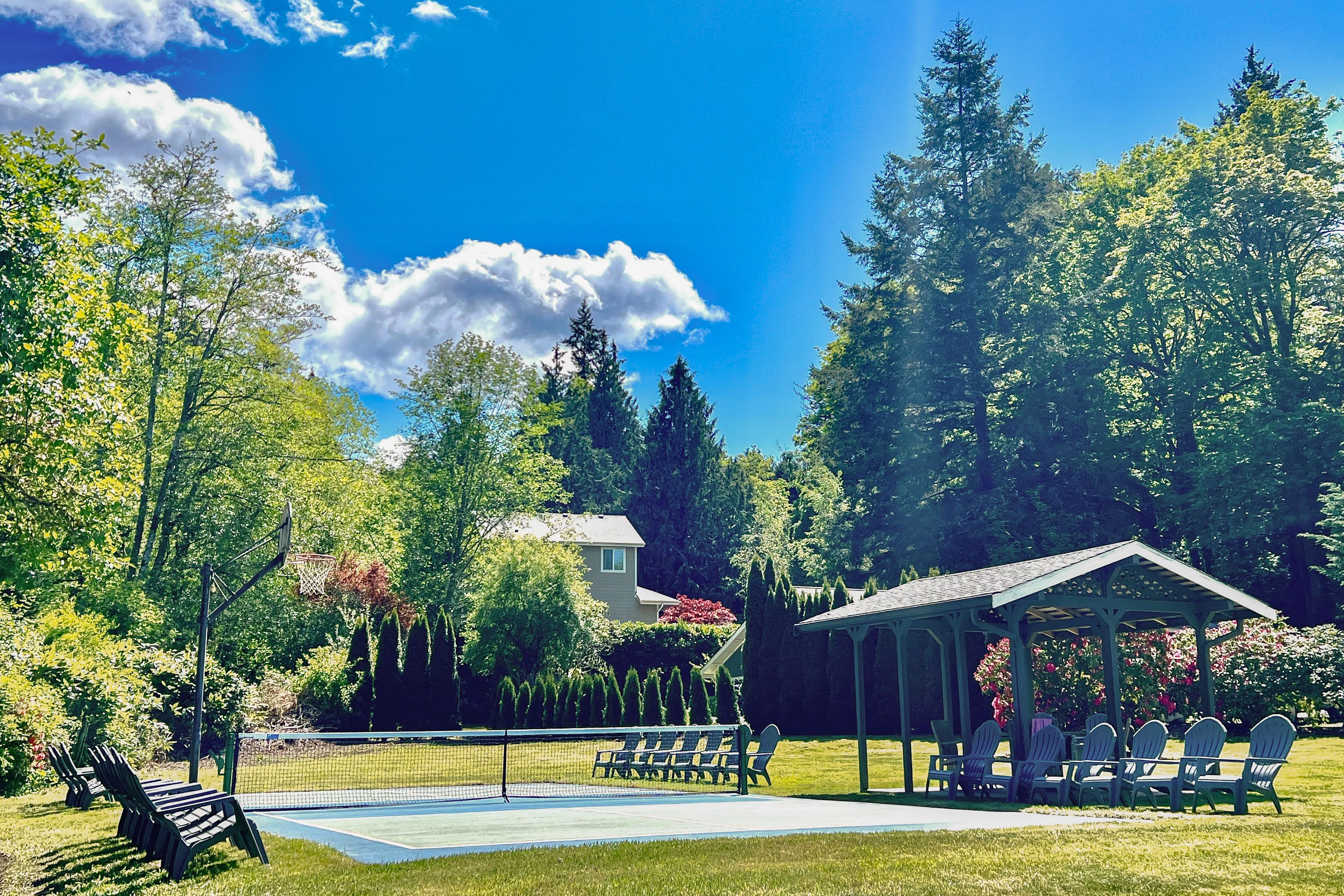 Pickleball & Basketball Court | Gazebo w/ Seating & Charcoal Grill