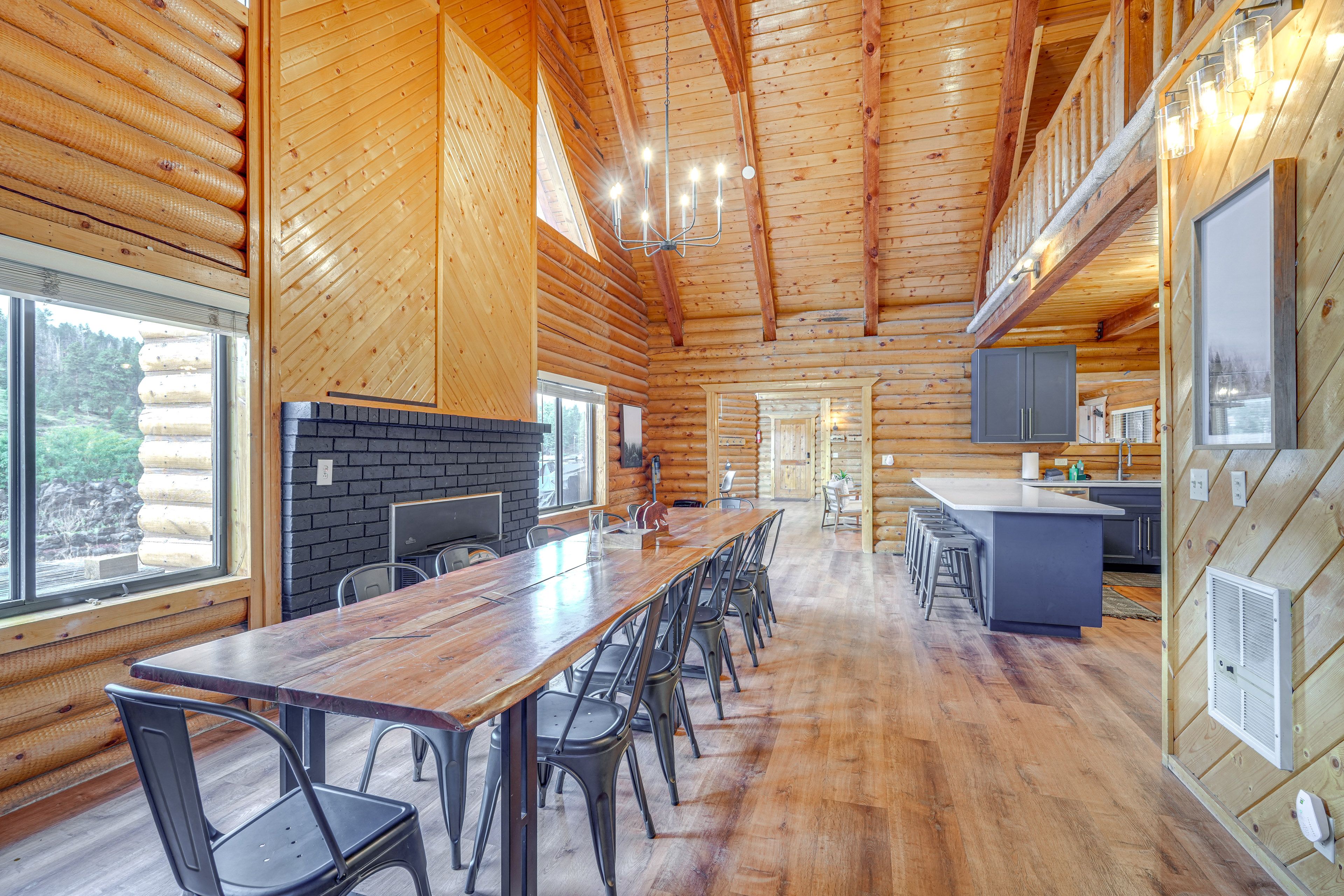Dining Area | 1st Floor | Dishware & Flatware | Wood-Burning Fireplace