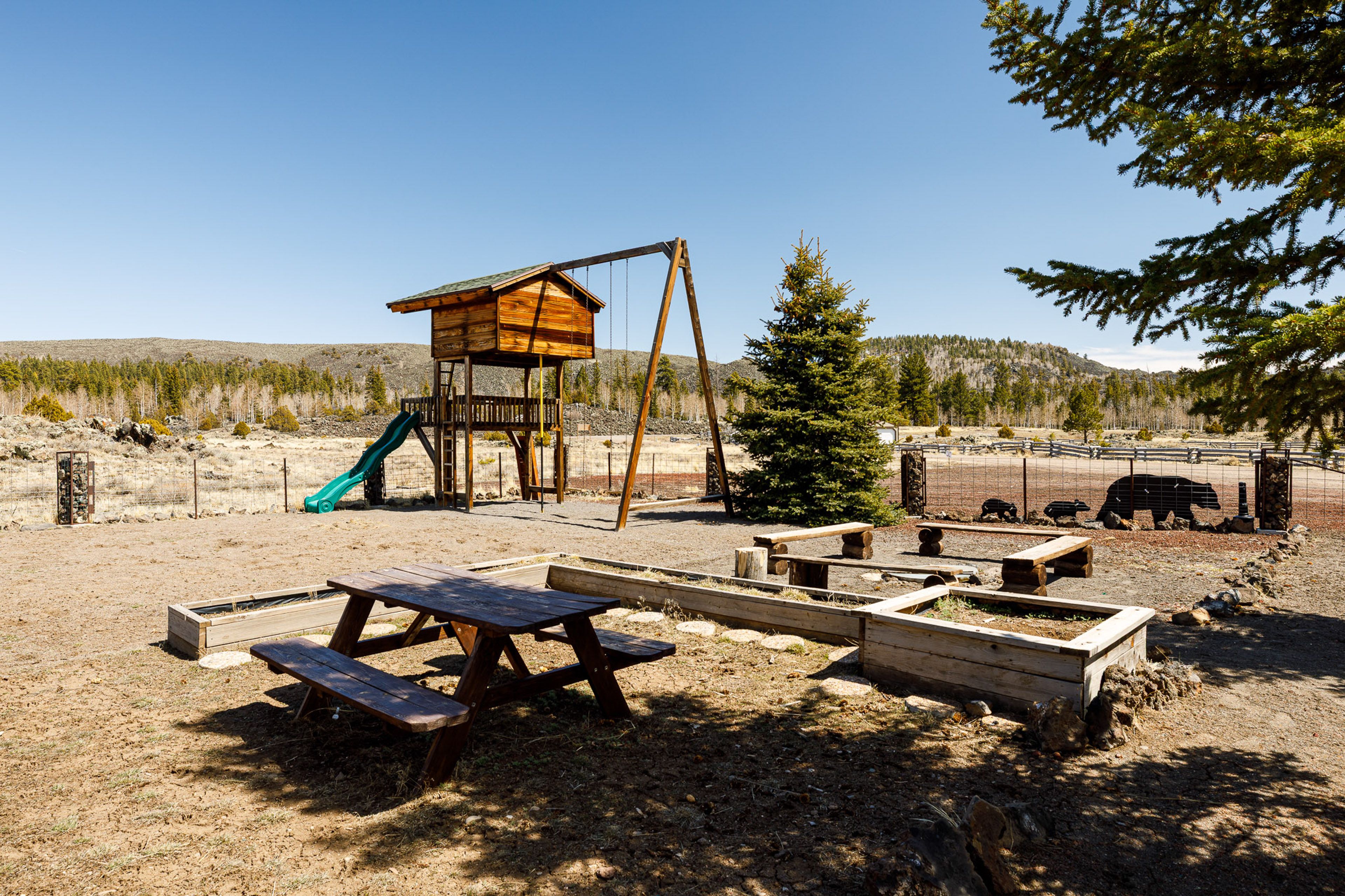 Outdoor Space | Fire Pit Area | Playset | Mountain Views