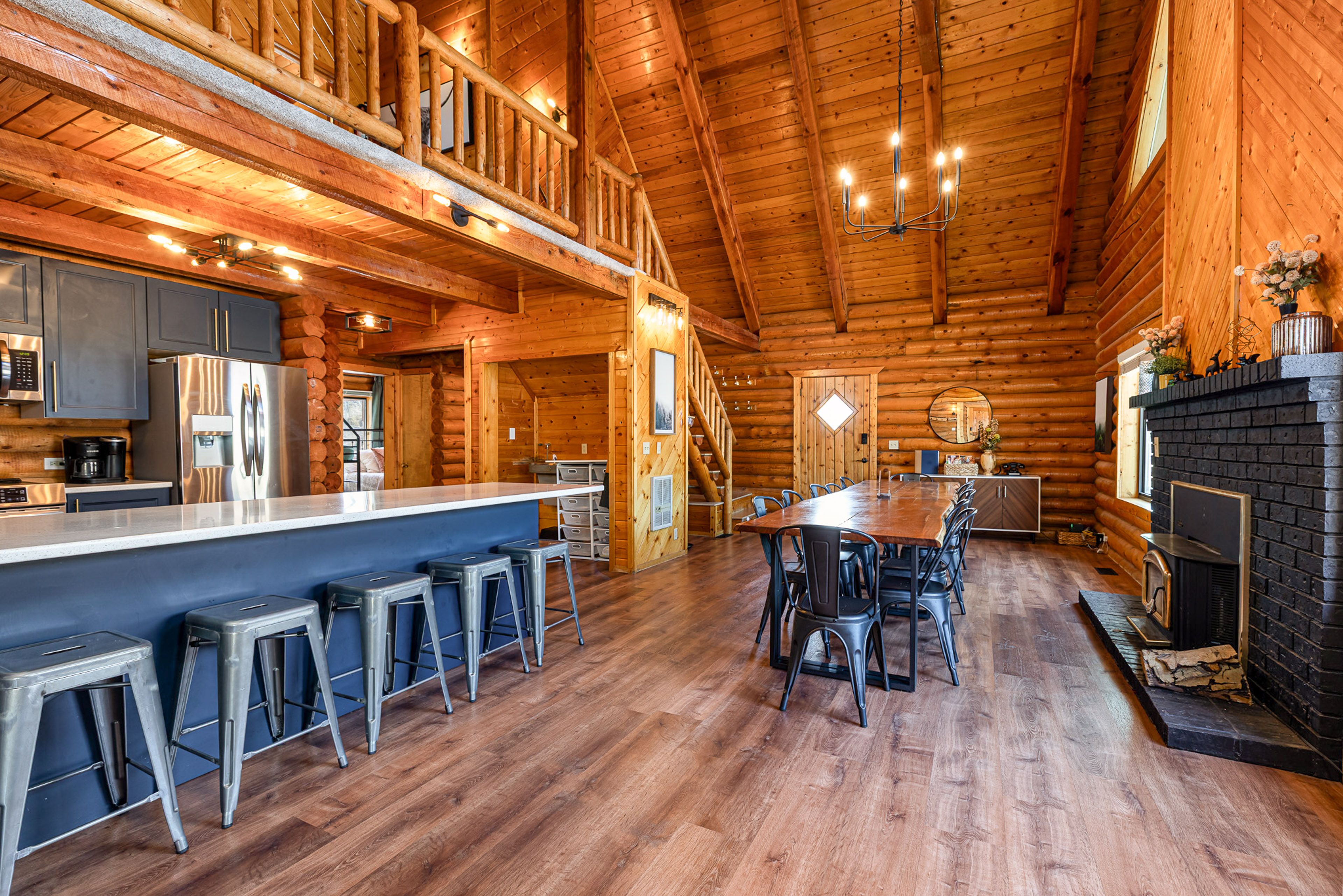 Dining Area | 1st Floor | Dishware & Flatware | Wood-Burning Fireplace