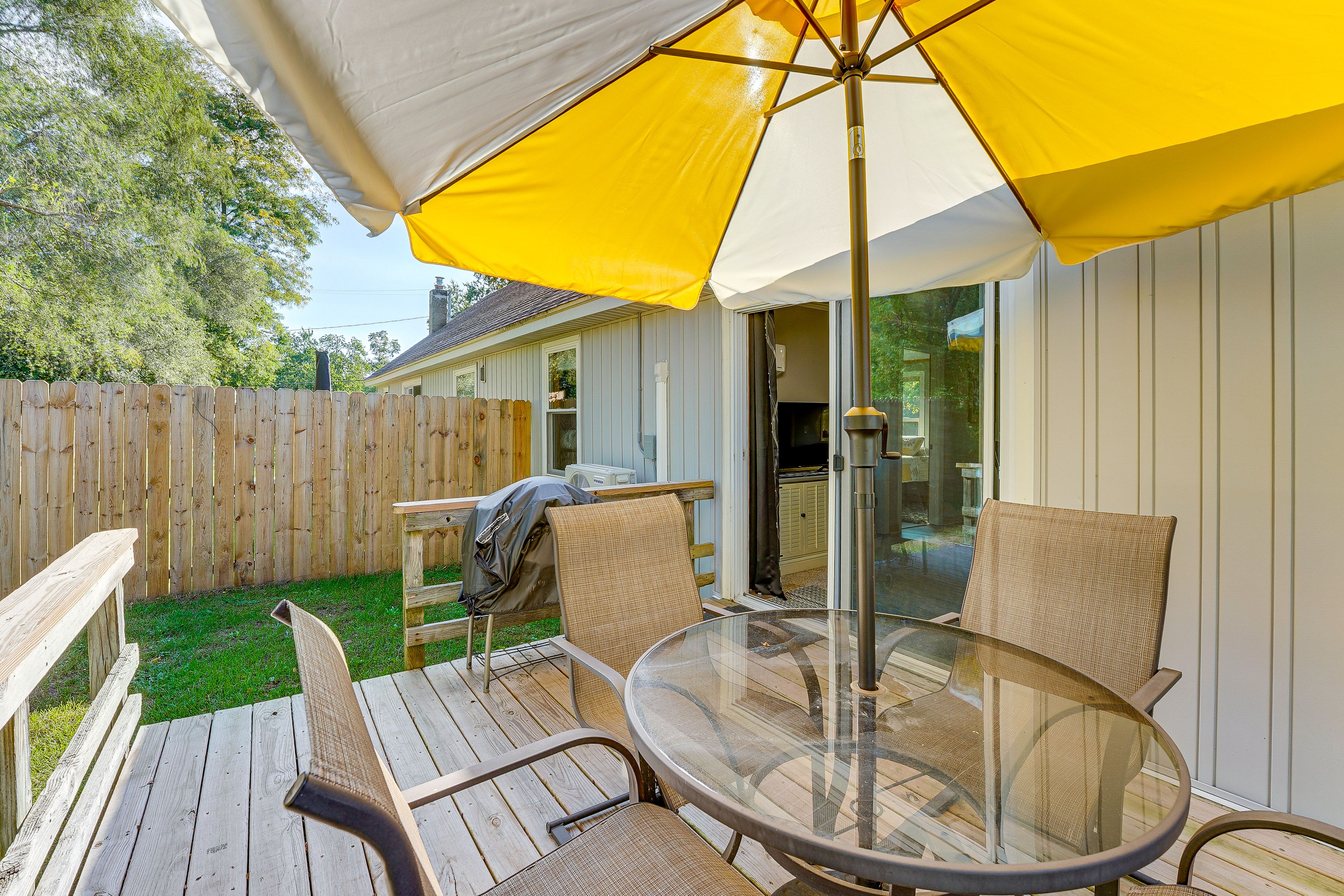 Wayland Vacation Rental | 2BR | 1BA | Steps Required | 600 Sq Ft