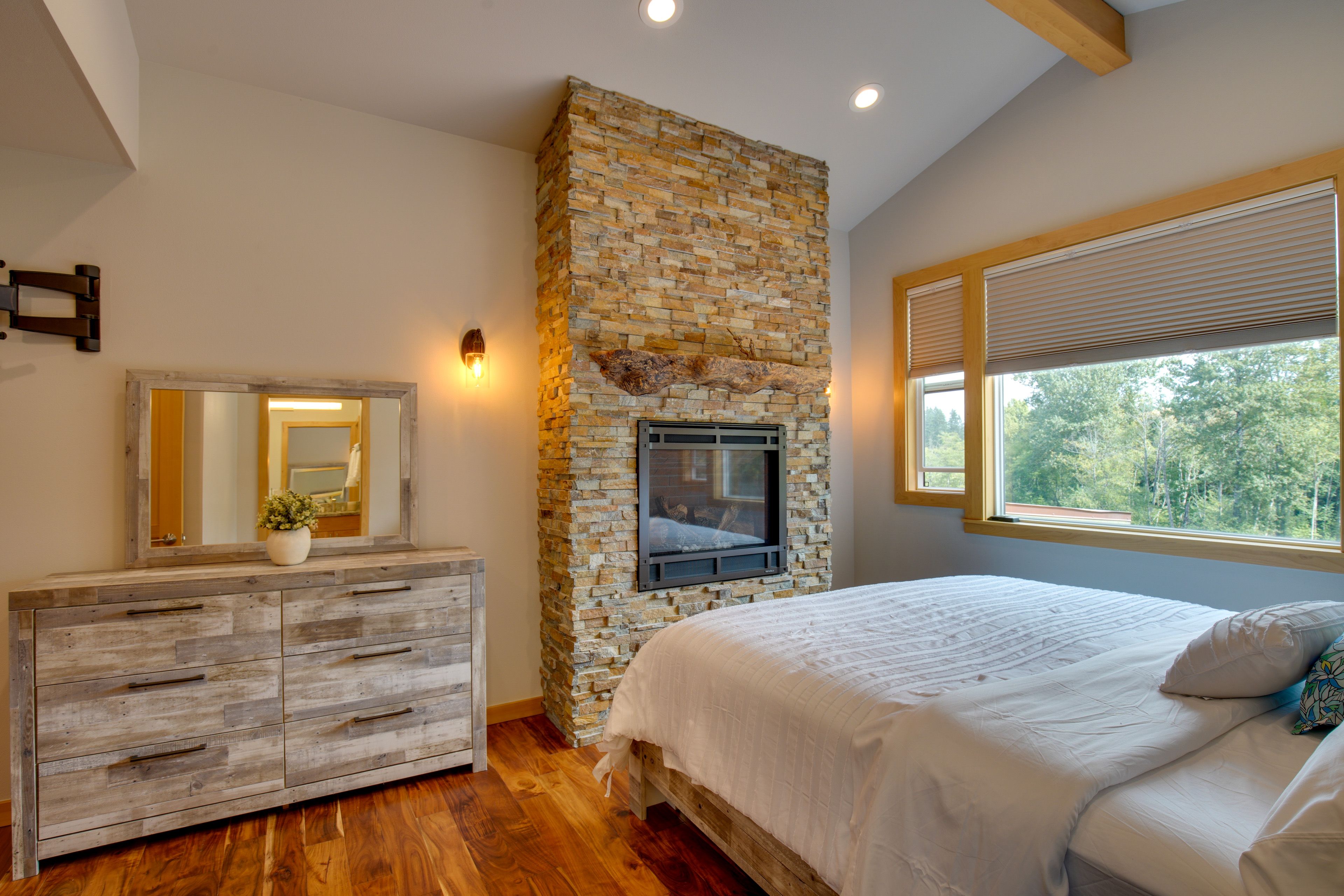 Bedroom 1 | King Bed | Electric Fireplace | En-Suite Bathroom | Main Level