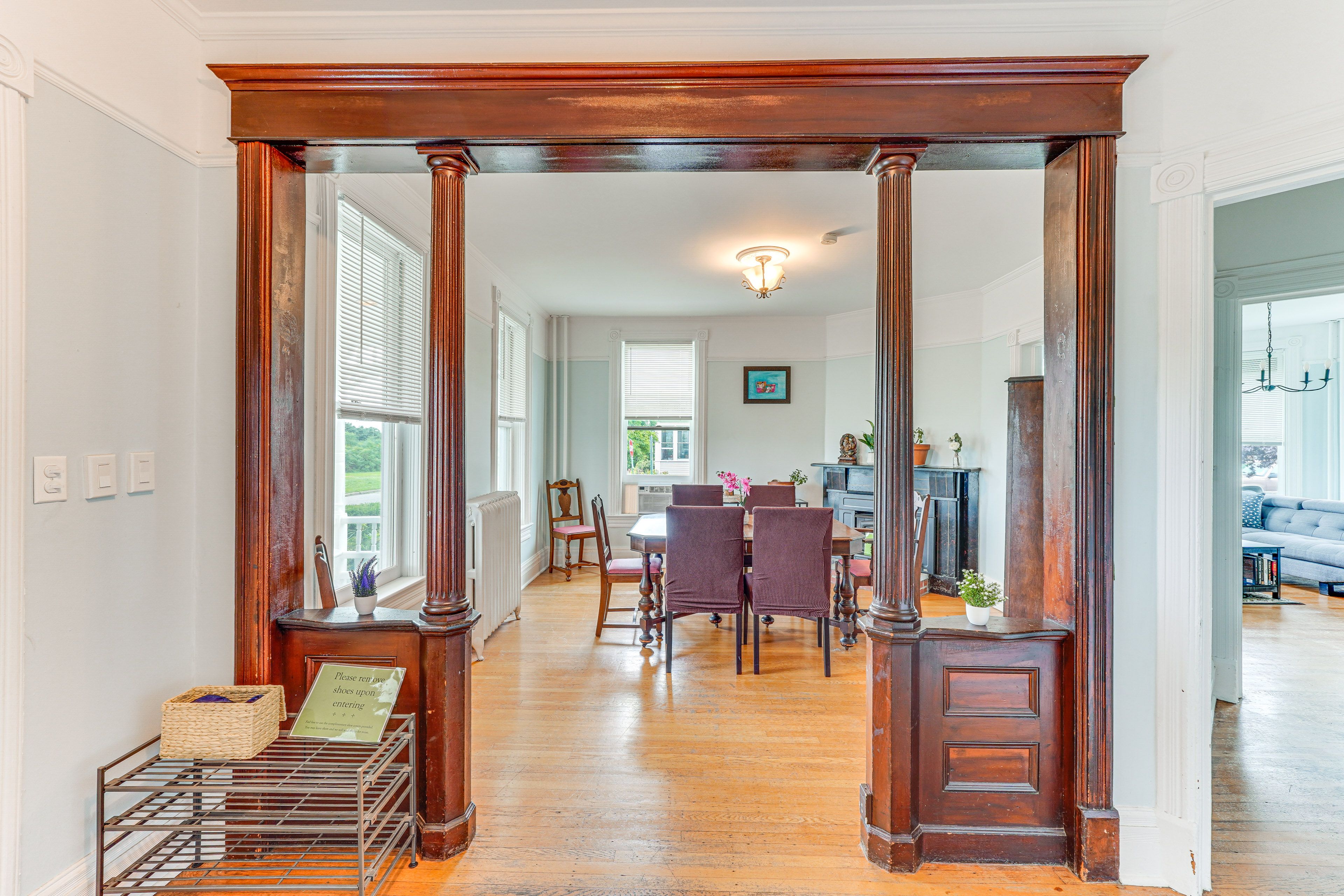 Dining Room | Decorative Fireplace | 1st Floor
