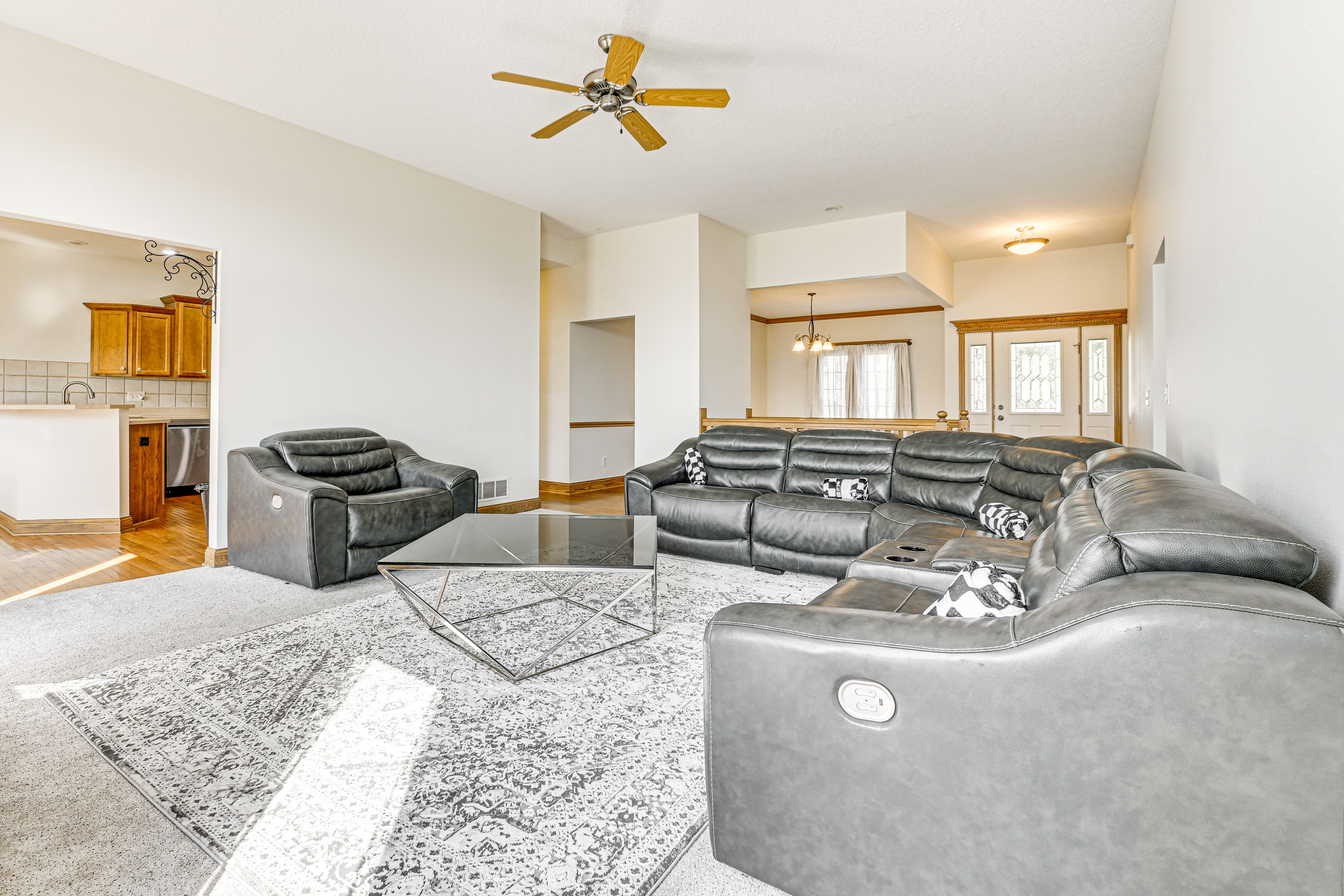 Living Room | 1st Floor | Flat-Screen TV | Fireplace | Ceiling Fans