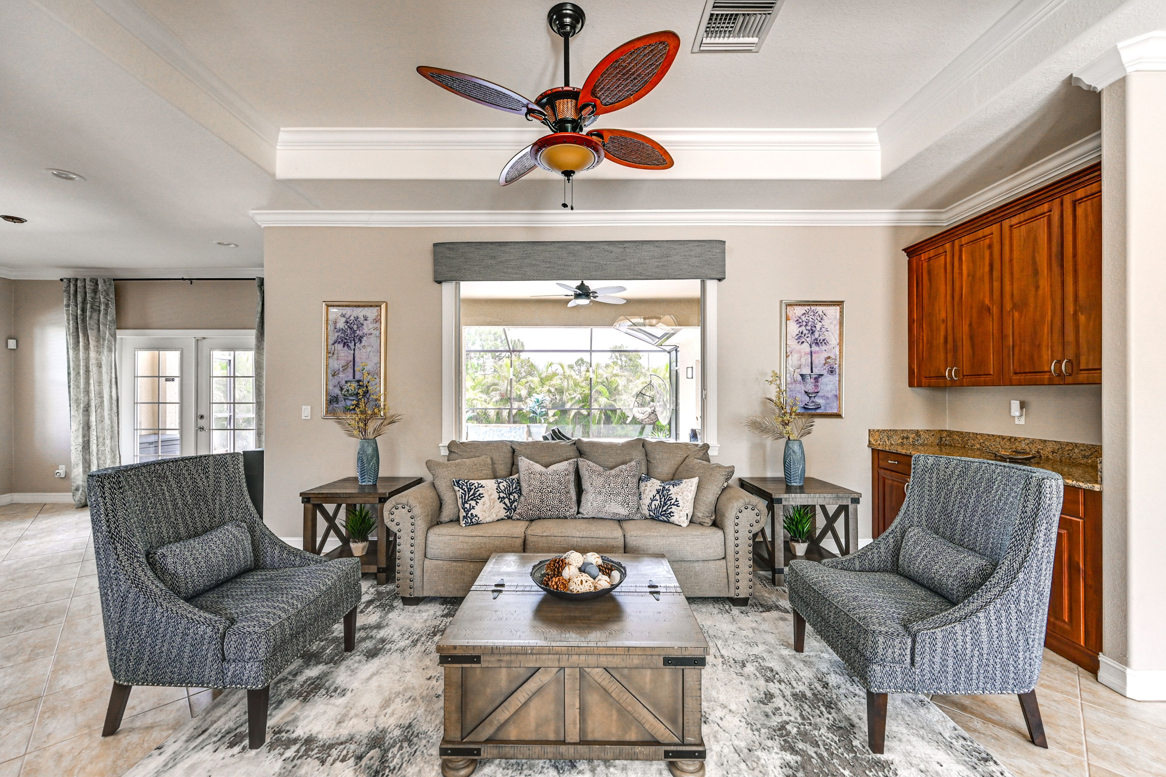Living Room | Free WiFi | Central Air Conditioning/Heat | Single-Story Home