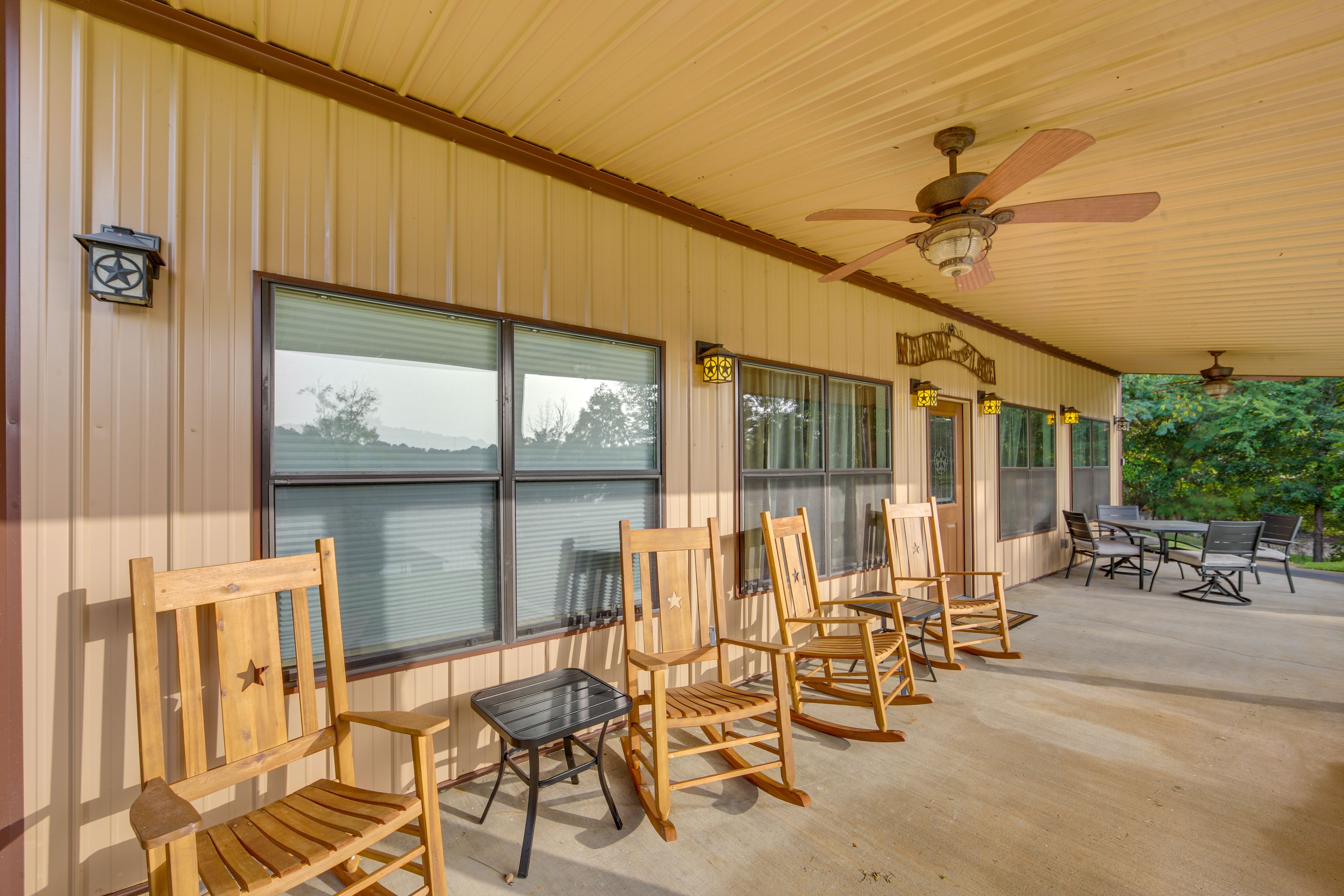 Covered Patio | Rocking Chairs | Lake View