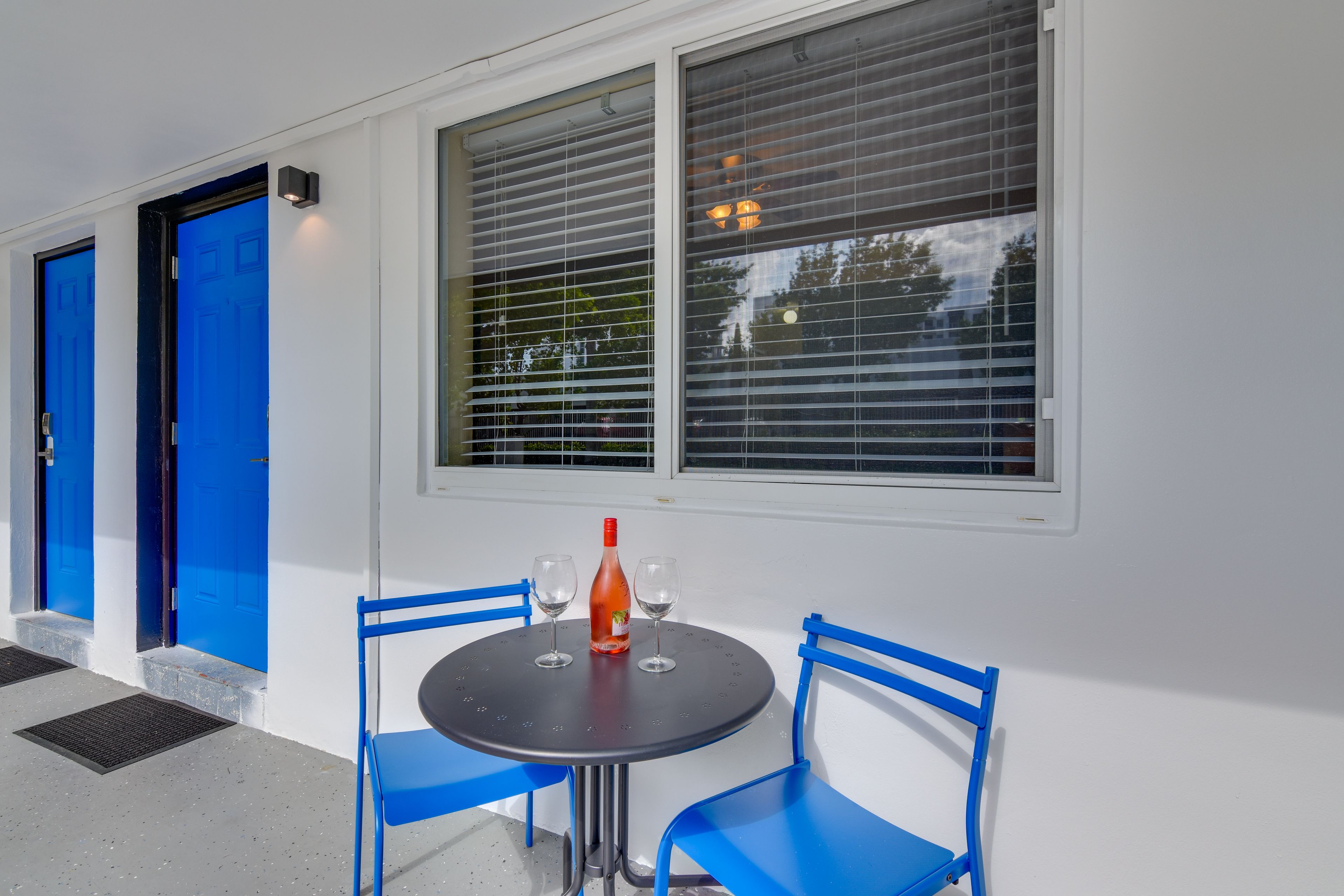 Semi-Private Patio | Shared Coin Laundry