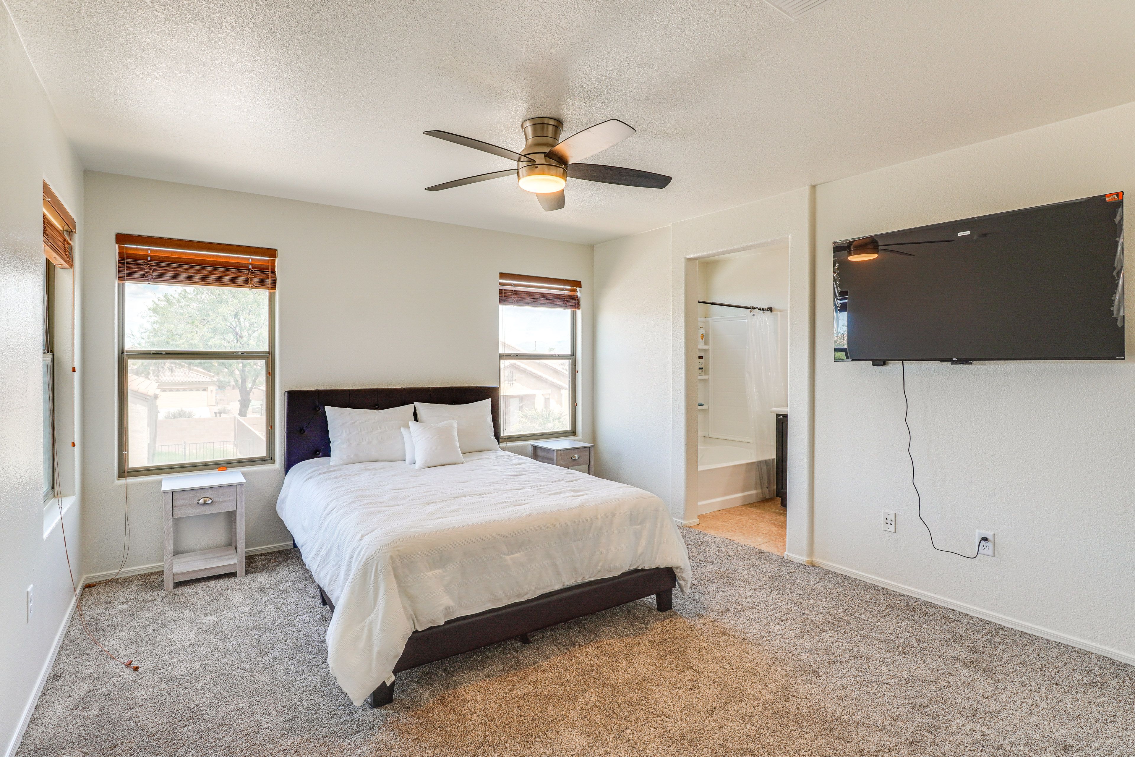 Bedroom 1 | 2nd Floor | Queen Bed | 65" Smart TV w/ Cable | Linens Provided