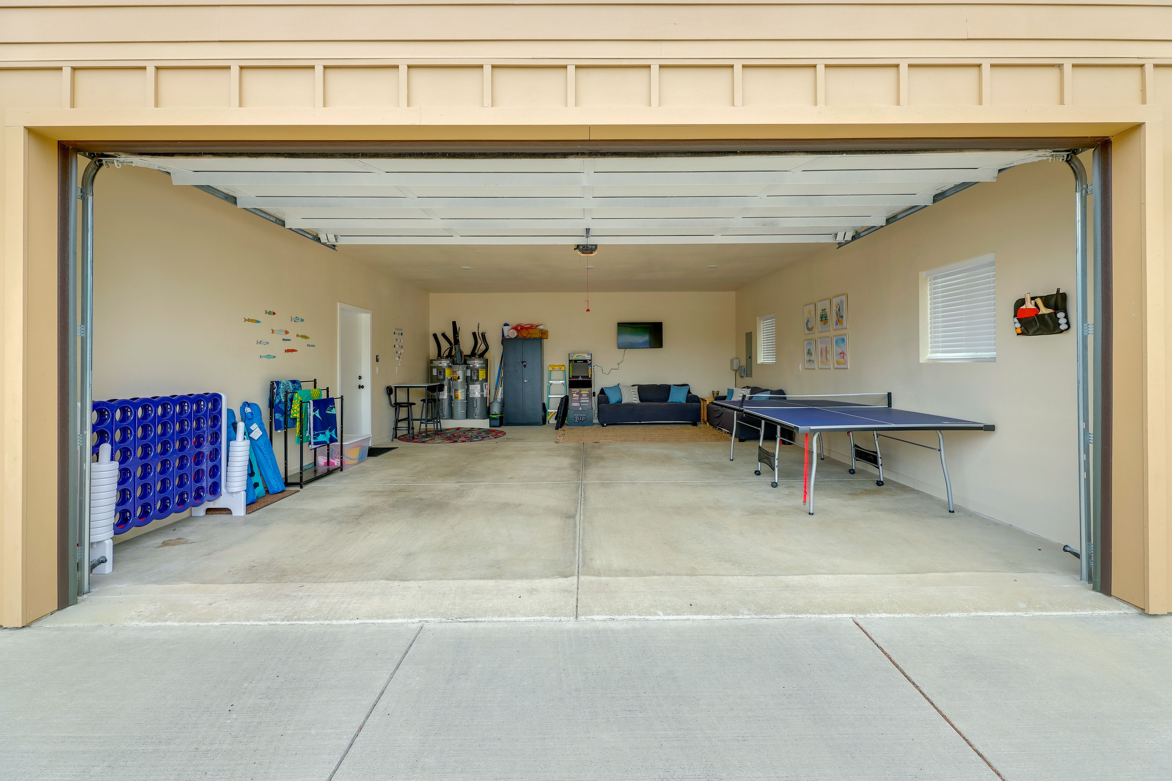 Garage | Game Room | Electronic Foosball & Pinball | Cornhole