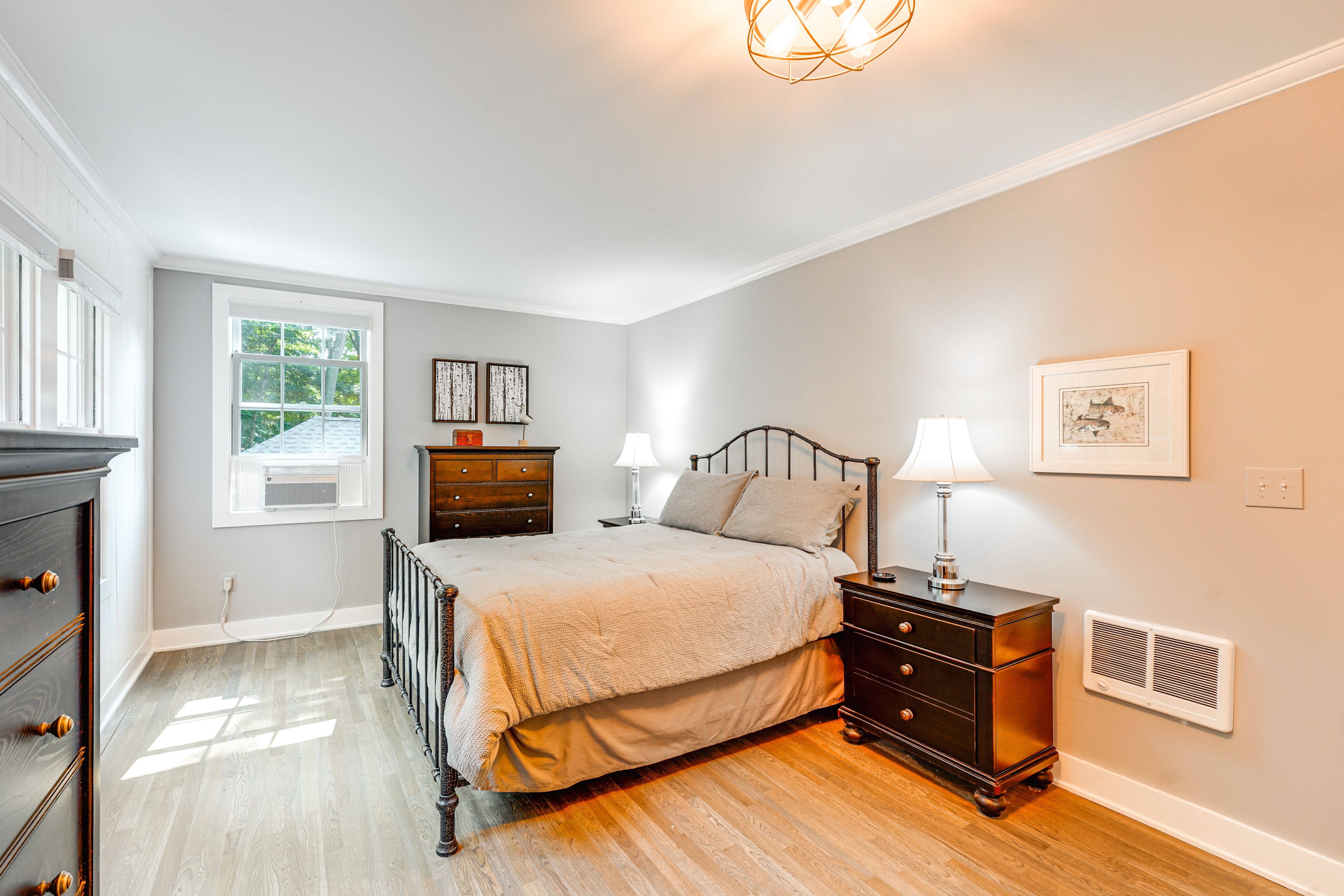 Bedroom 1 | Queen Bed | 2nd Floor | Window A/C Unit | Electric Heating