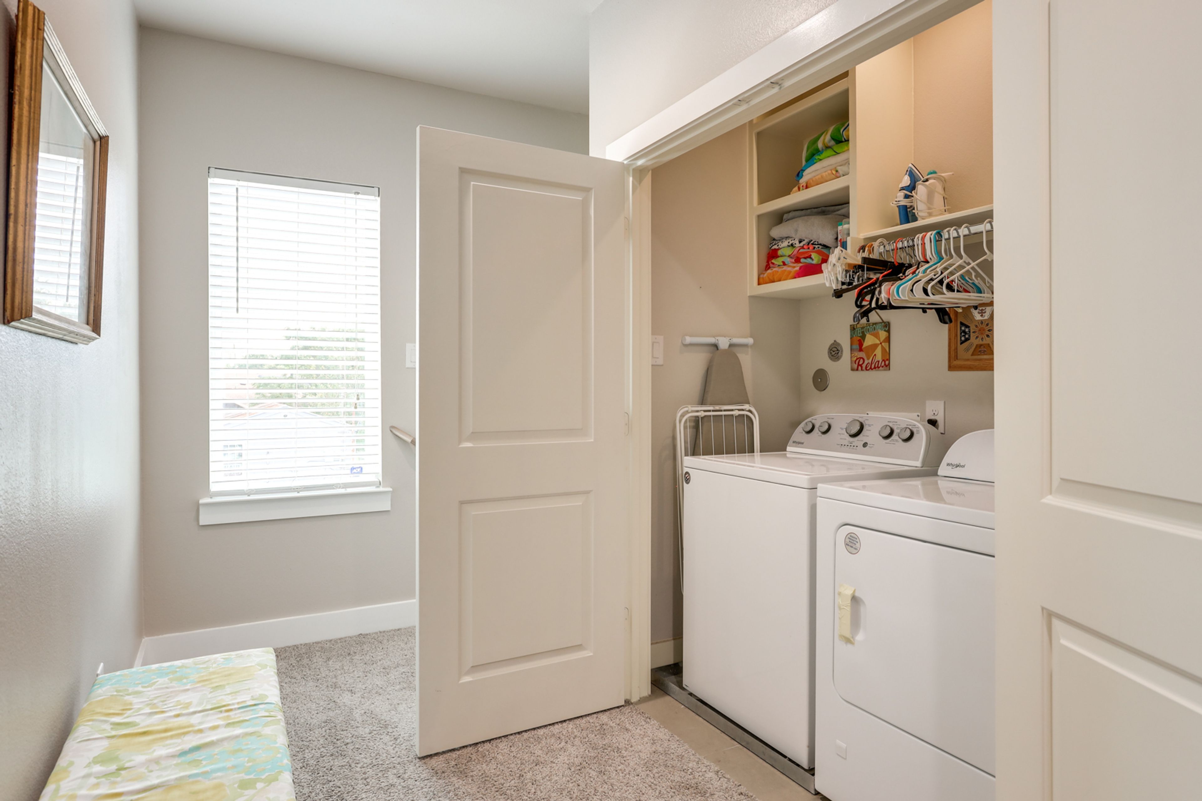 Laundry Area | 2nd Floor | Washer/Dryer | Iron/Board | Hangers