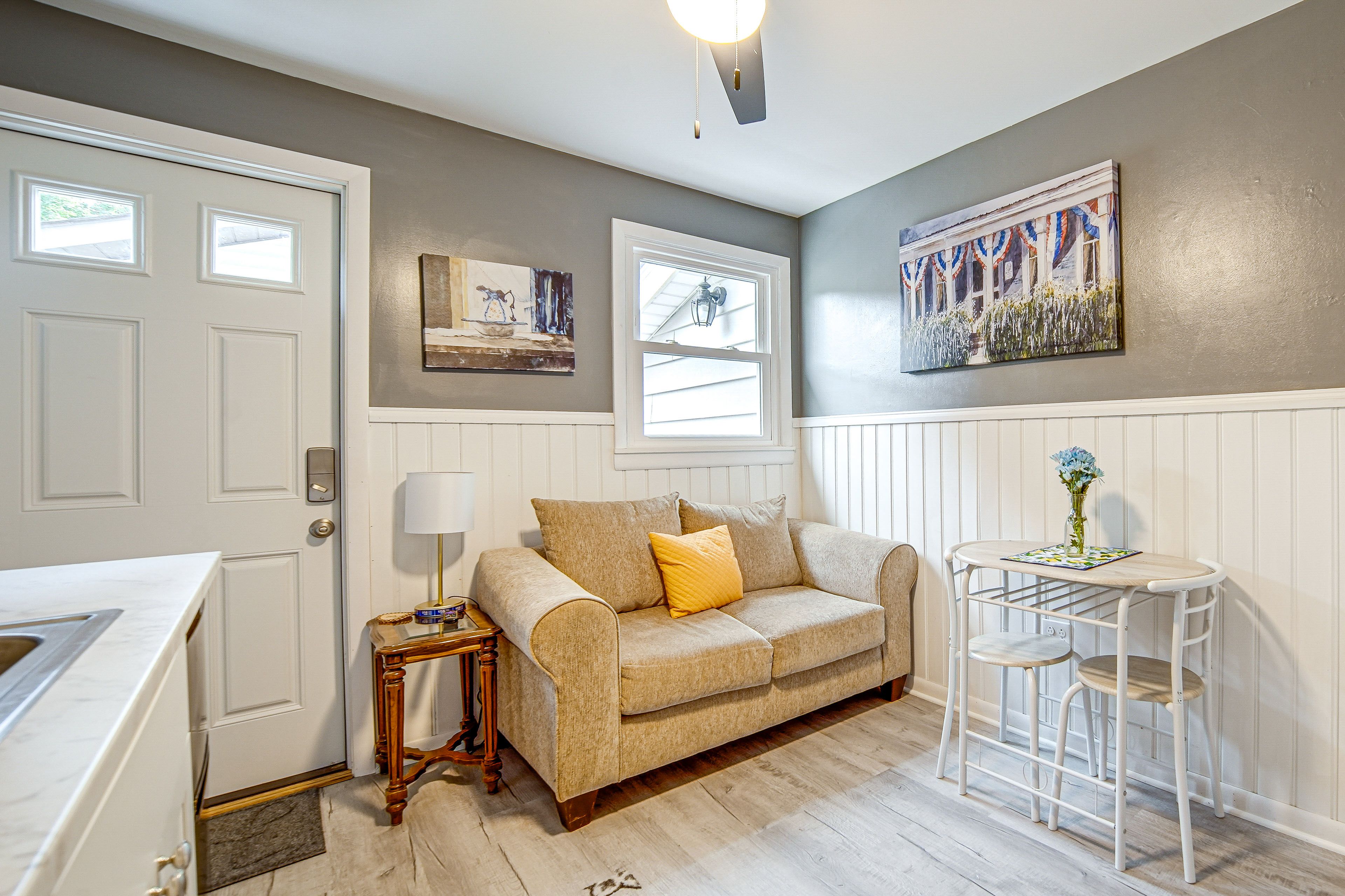 Geneva Vacation Rental | 1BR | 1BA | 700 Sq Ft | 2 Steps to Enter