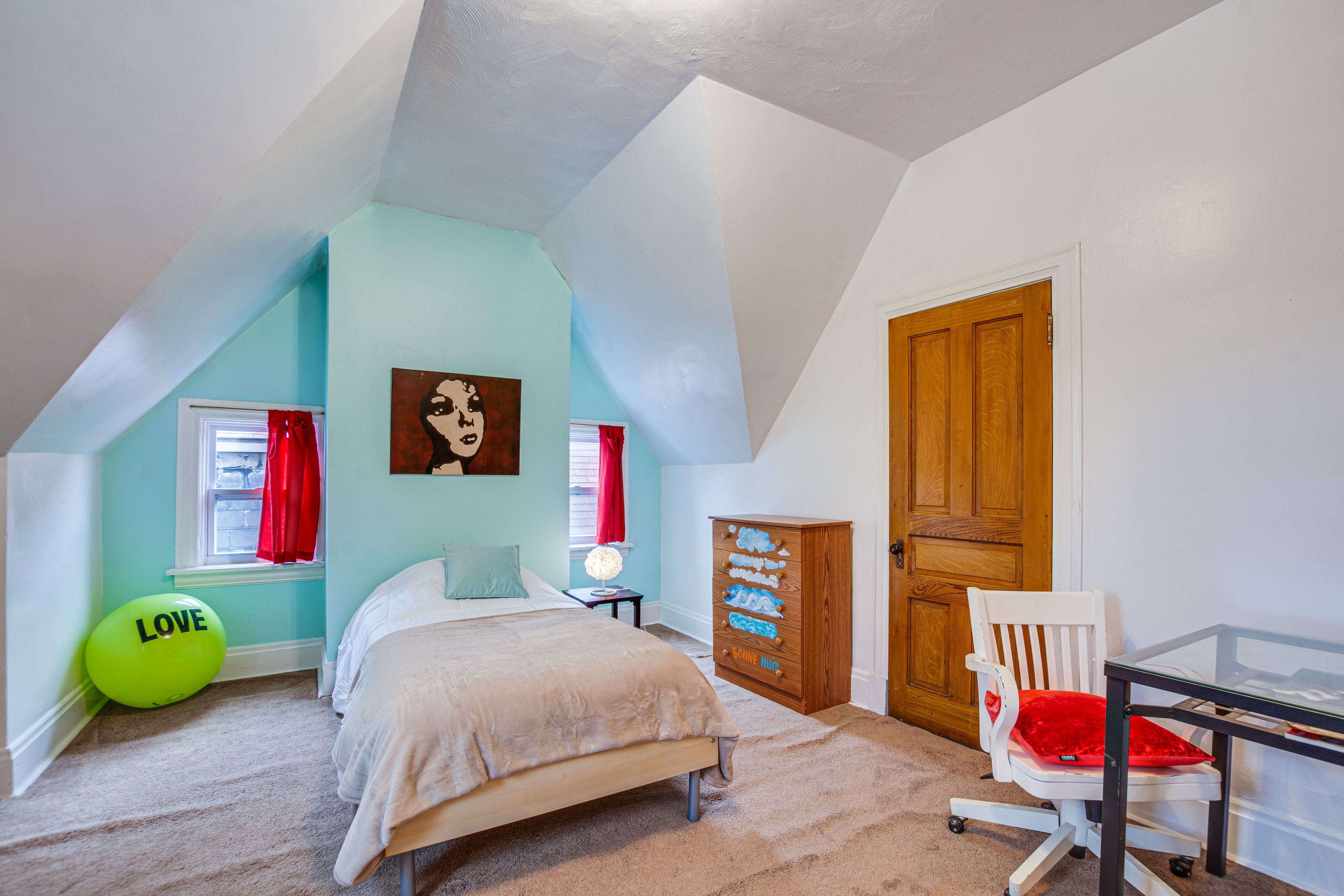 Bedroom 4 | 3rd Floor | Twin Bed | Desk Workspace | Window A/C Unit