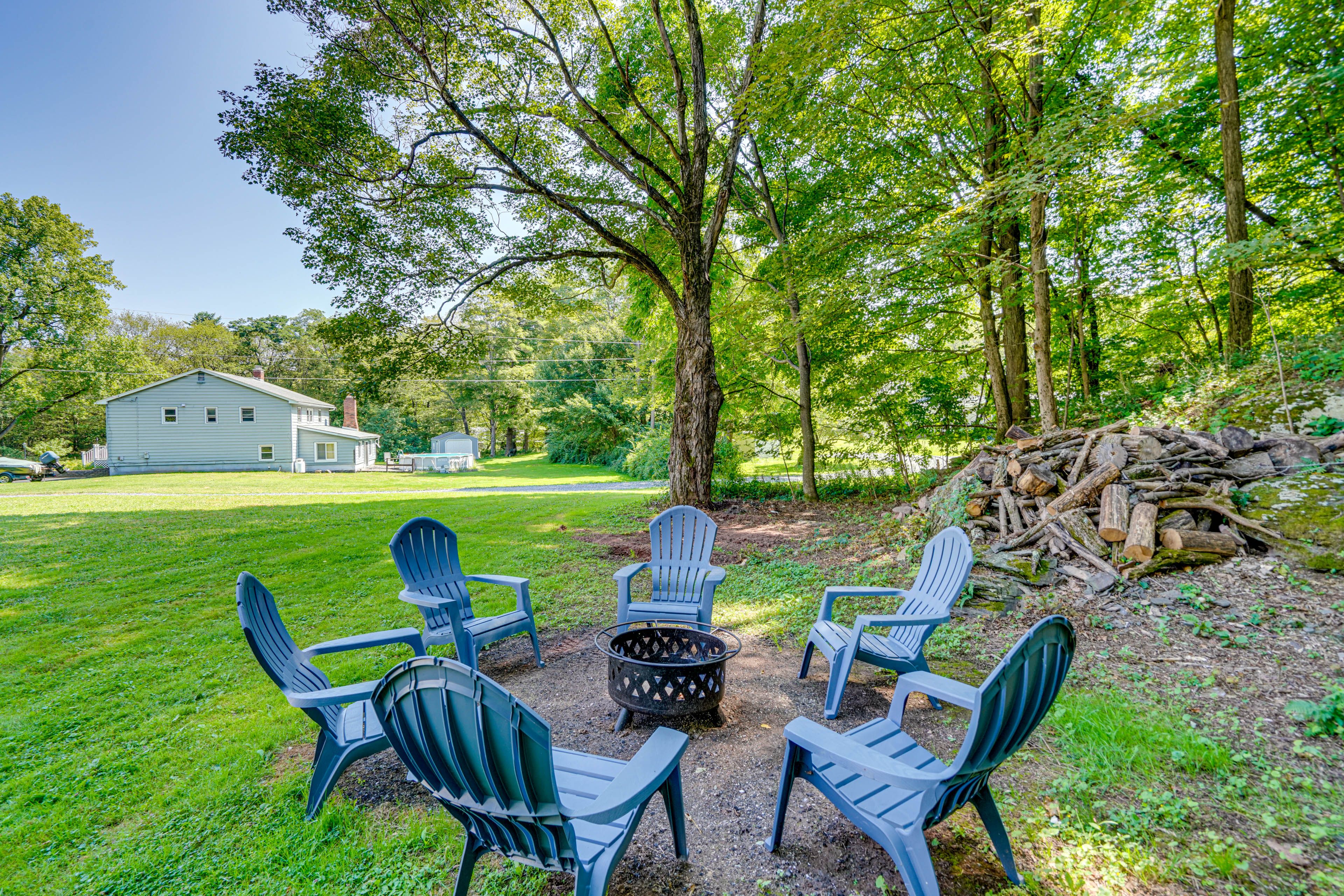 Spacious Yard | Fire Pit | Forest Views