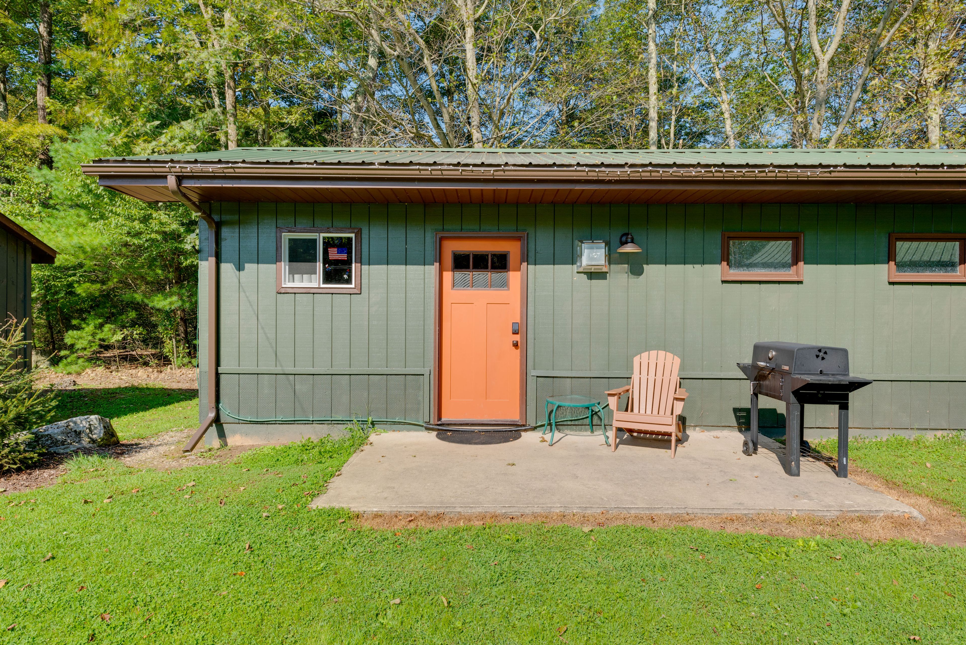 Property Exterior | Single-Story Cabin | Charcoal Grill