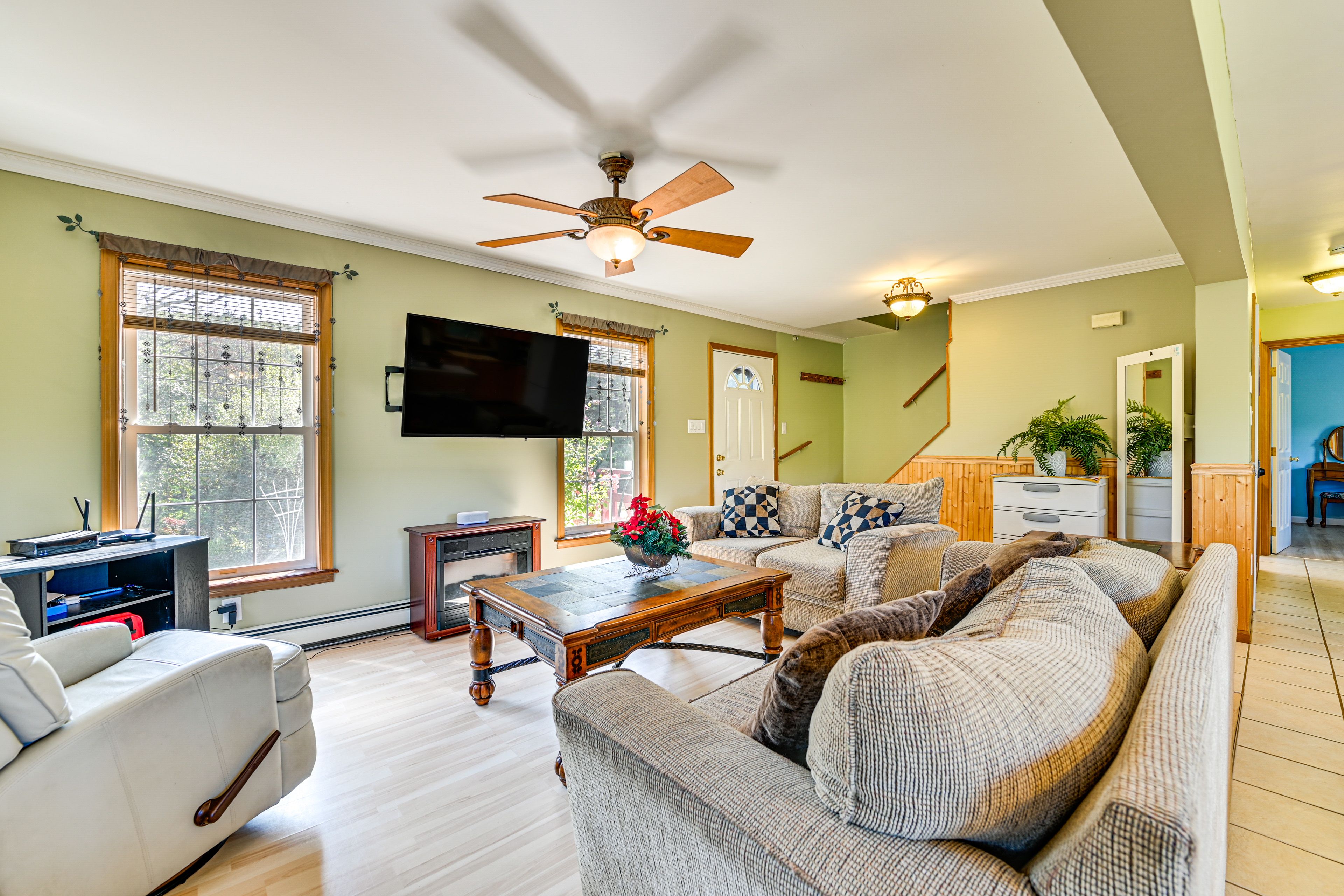 Living Room | Flat-Screen TV | Electric Fireplace | Main Level