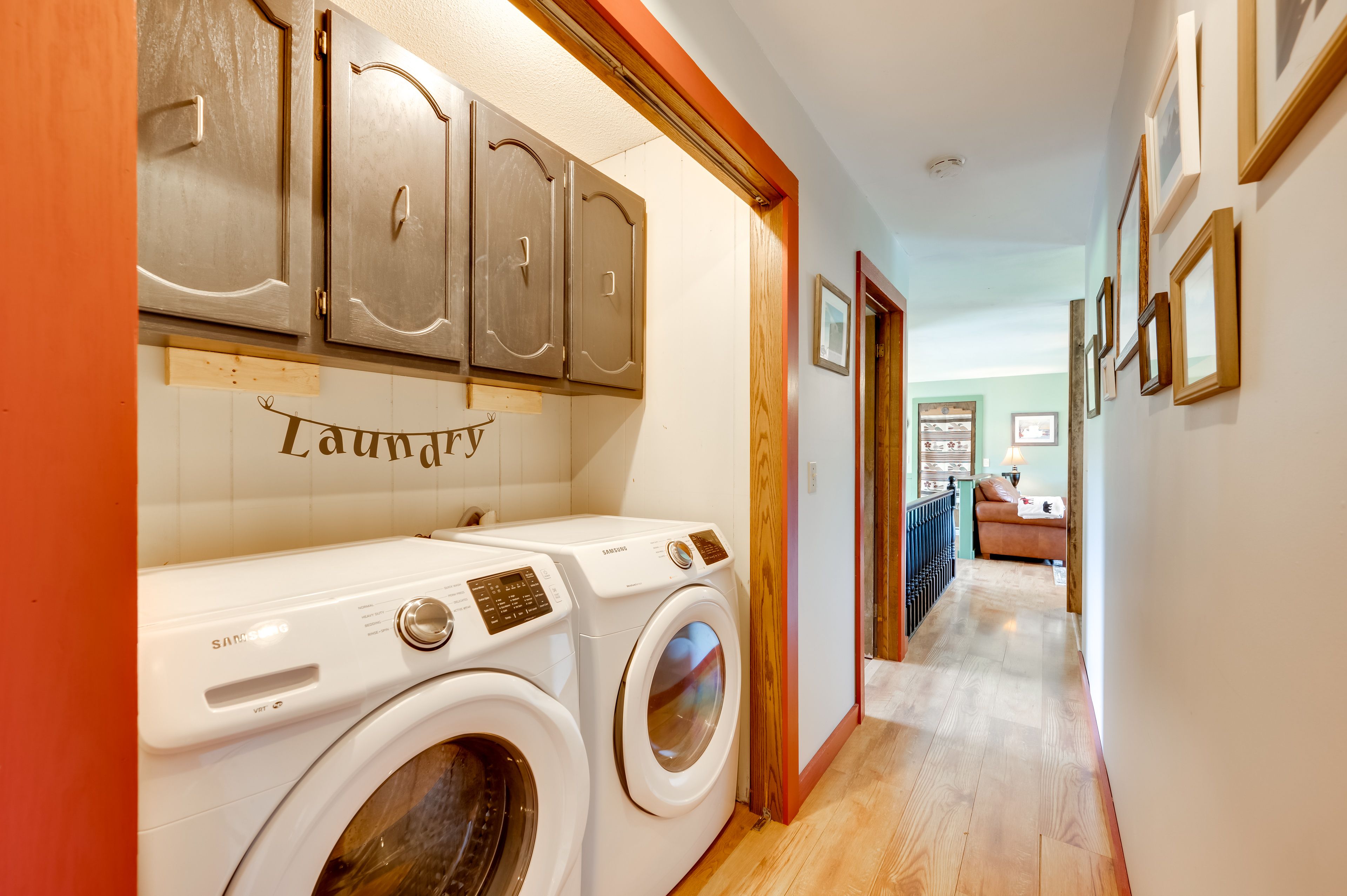 Laundry Area | 1st Floor | Washer/Dryer | Hangers | Iron/Board