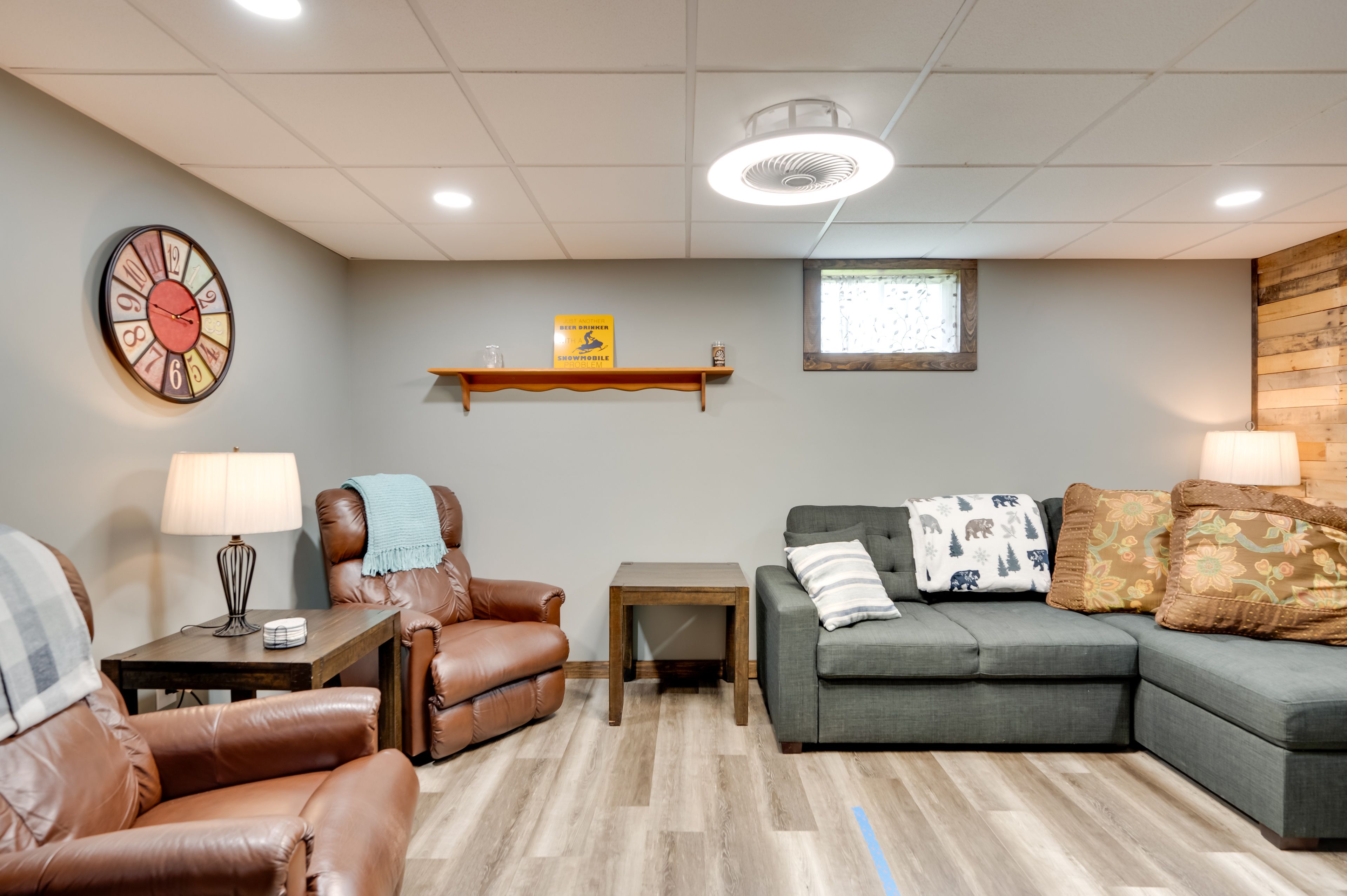 Basement Living Area | Queen Sleeper Sofa | Smart TV | Dartboard