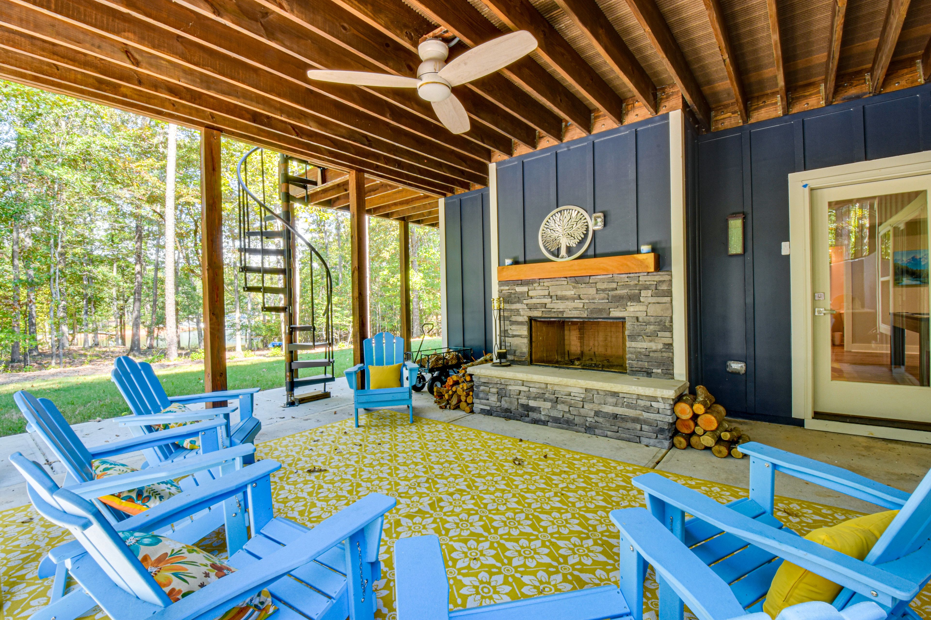 Patio | Outdoor Fireplace | Lakefront Views