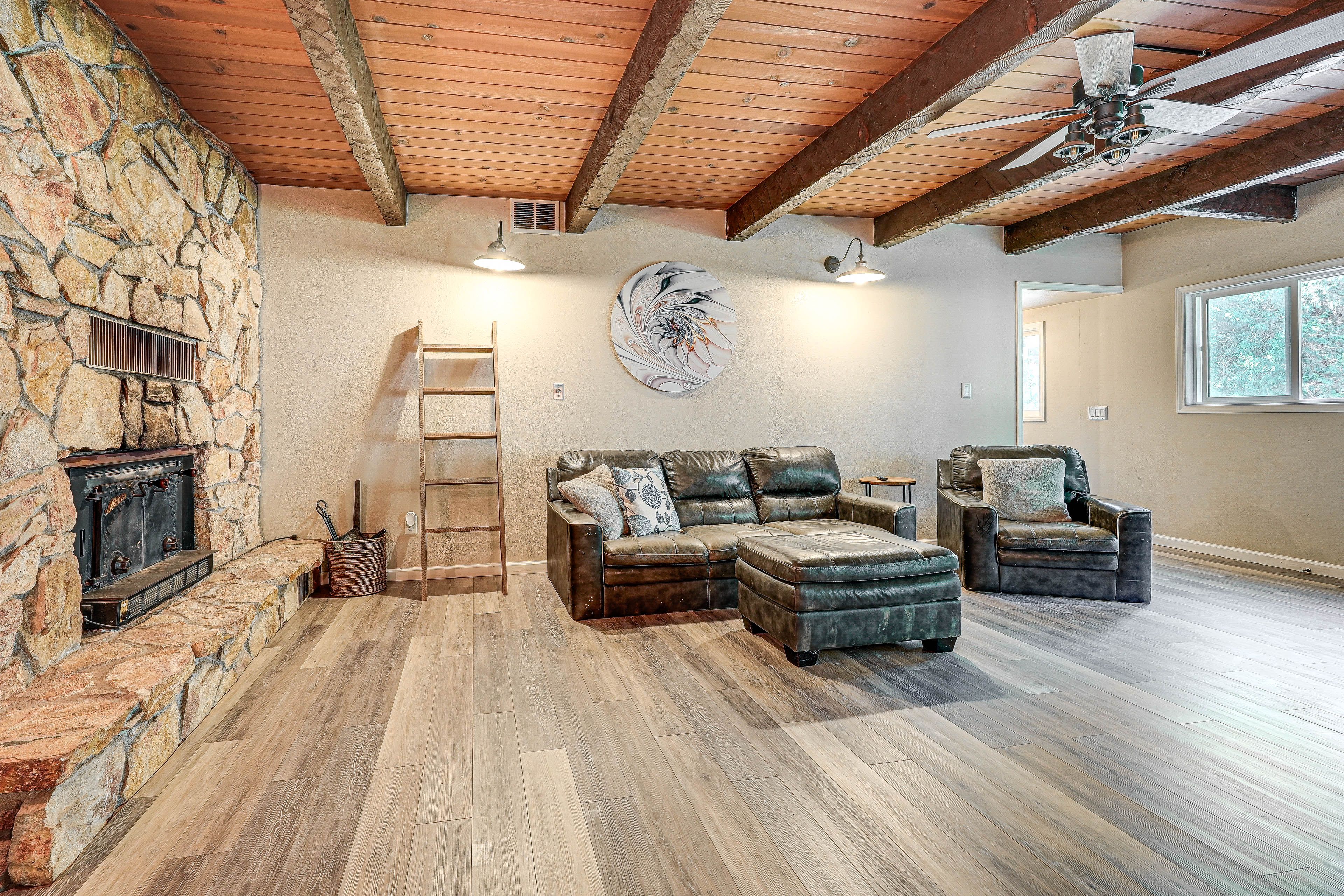 Living Room | 1st Floor | Fireplace | Foosball Table | Smart TV | Desk | Books