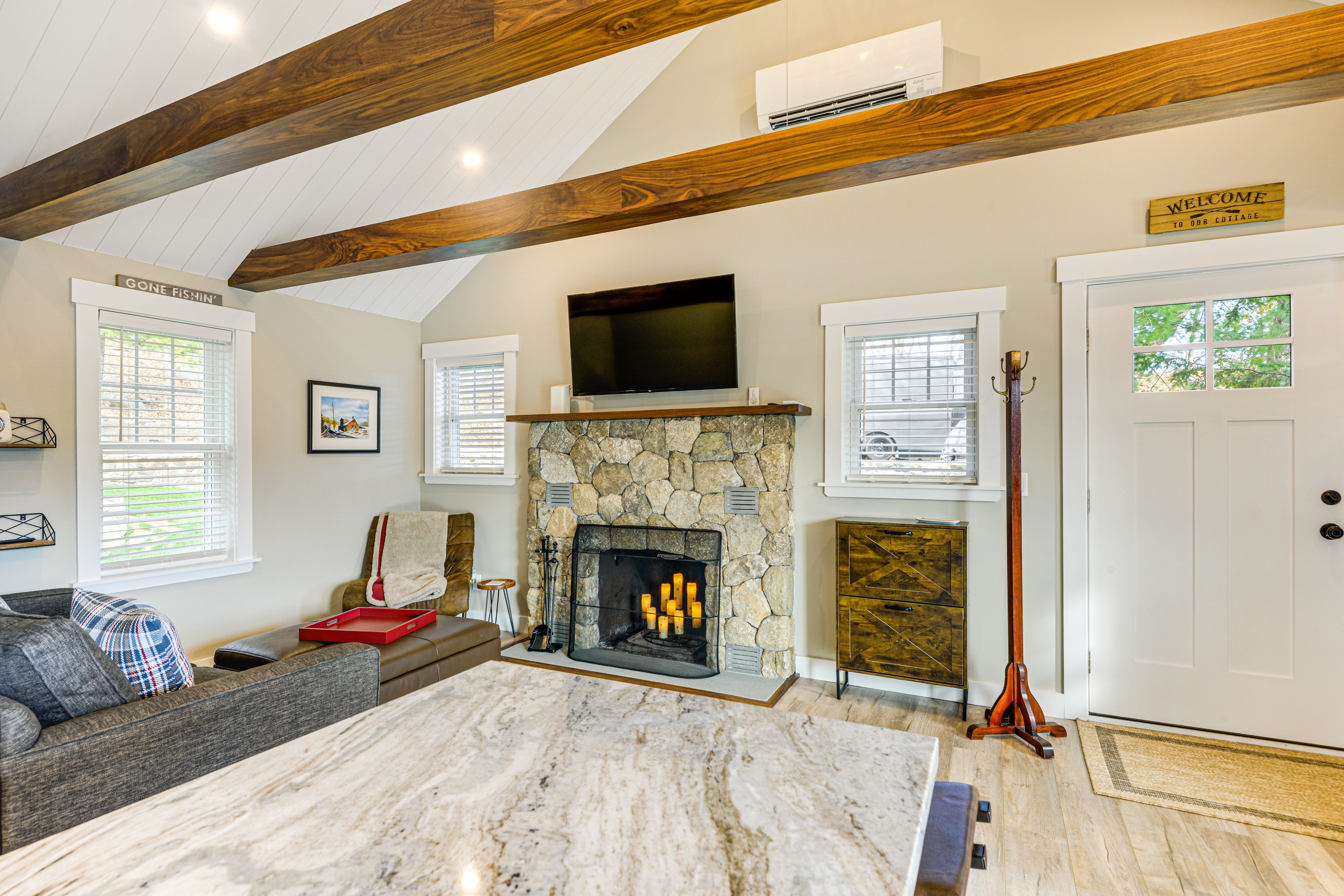 Living Room | Decorative Fireplace | Smart TV | Full Sleeper Sofa