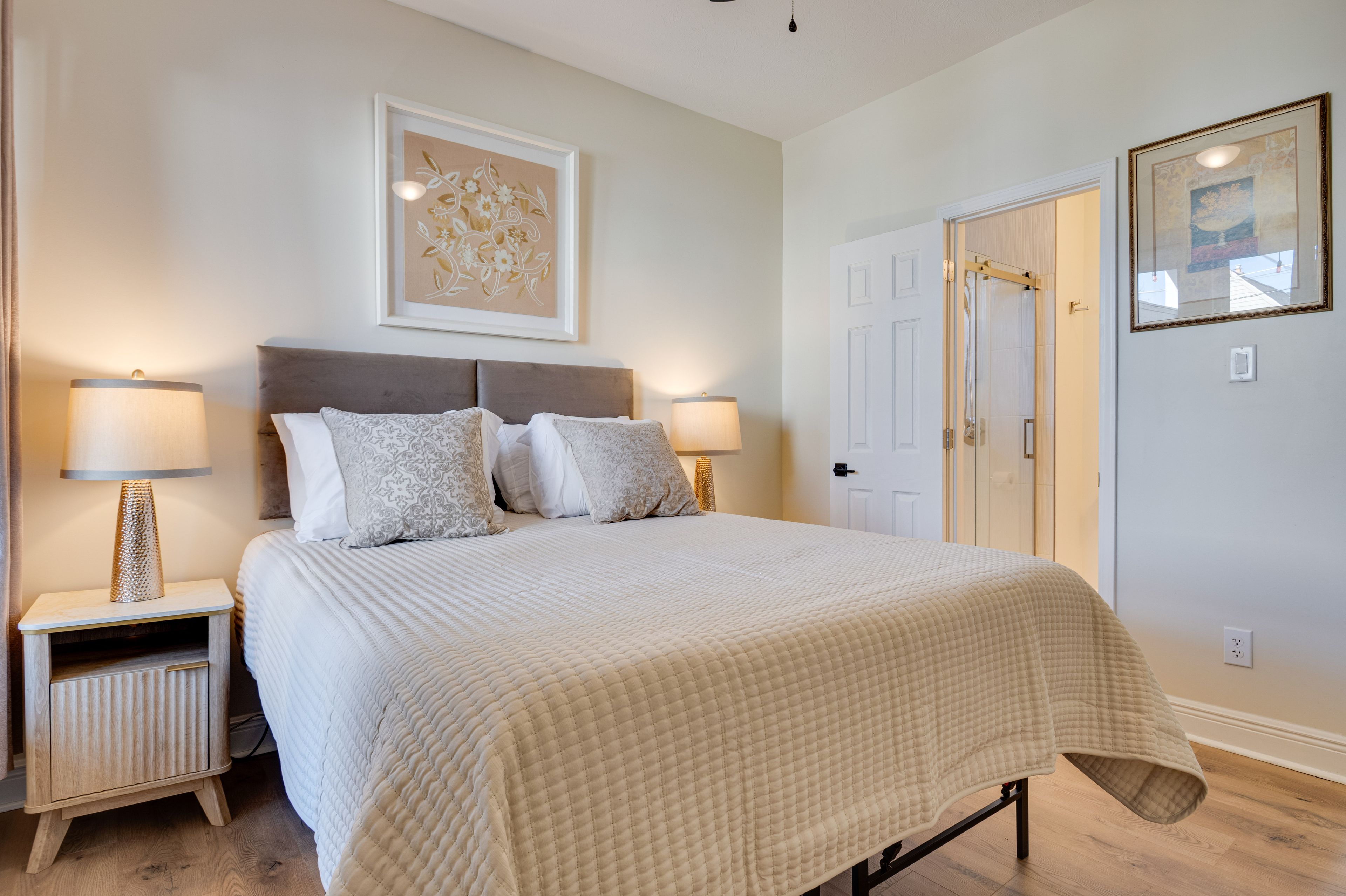 Bedroom 1 | 1st Floor | Queen Bed | Linens Provided | En-Suite Bathroom