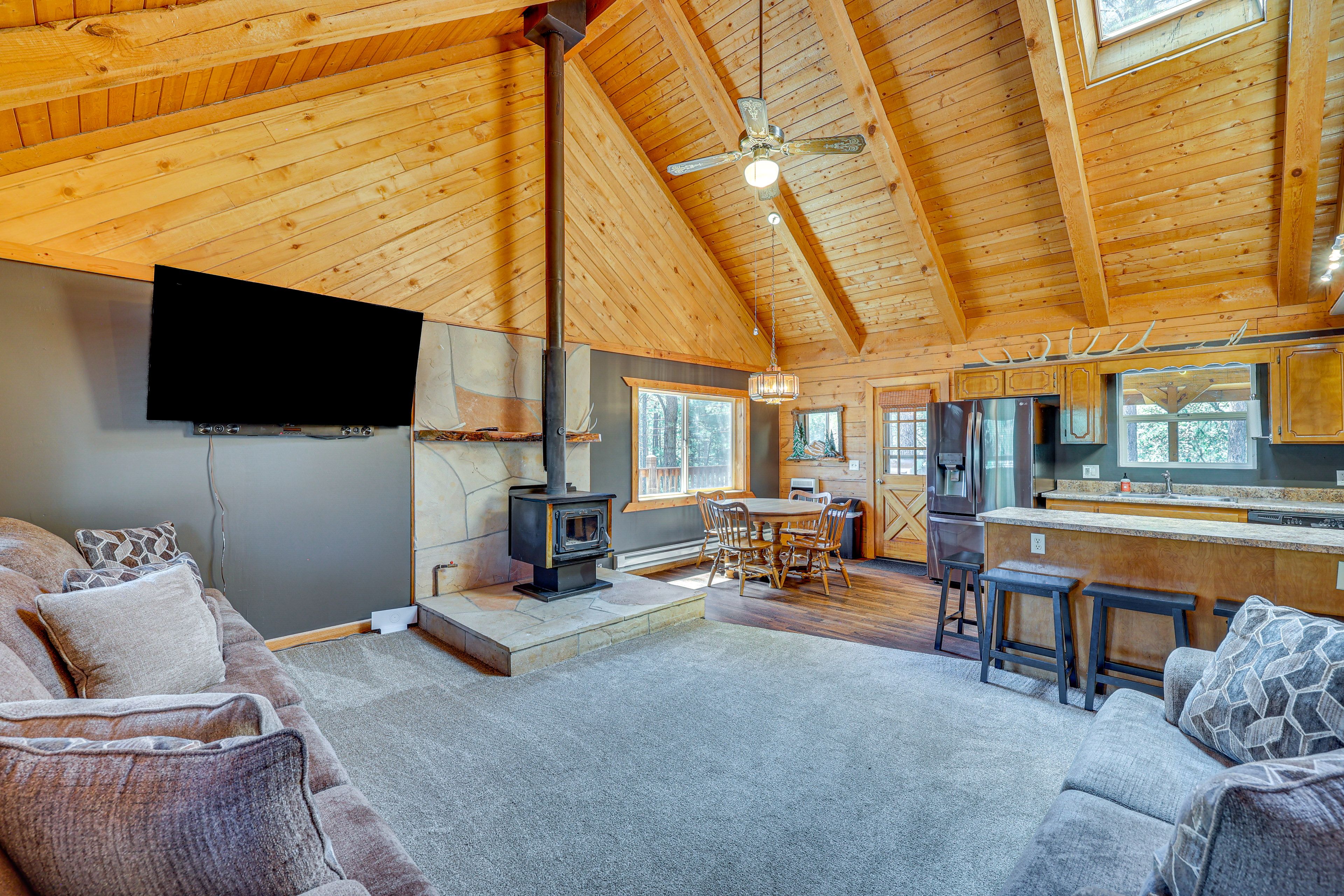 Living Room | Free WiFi | 2-Story Cabin