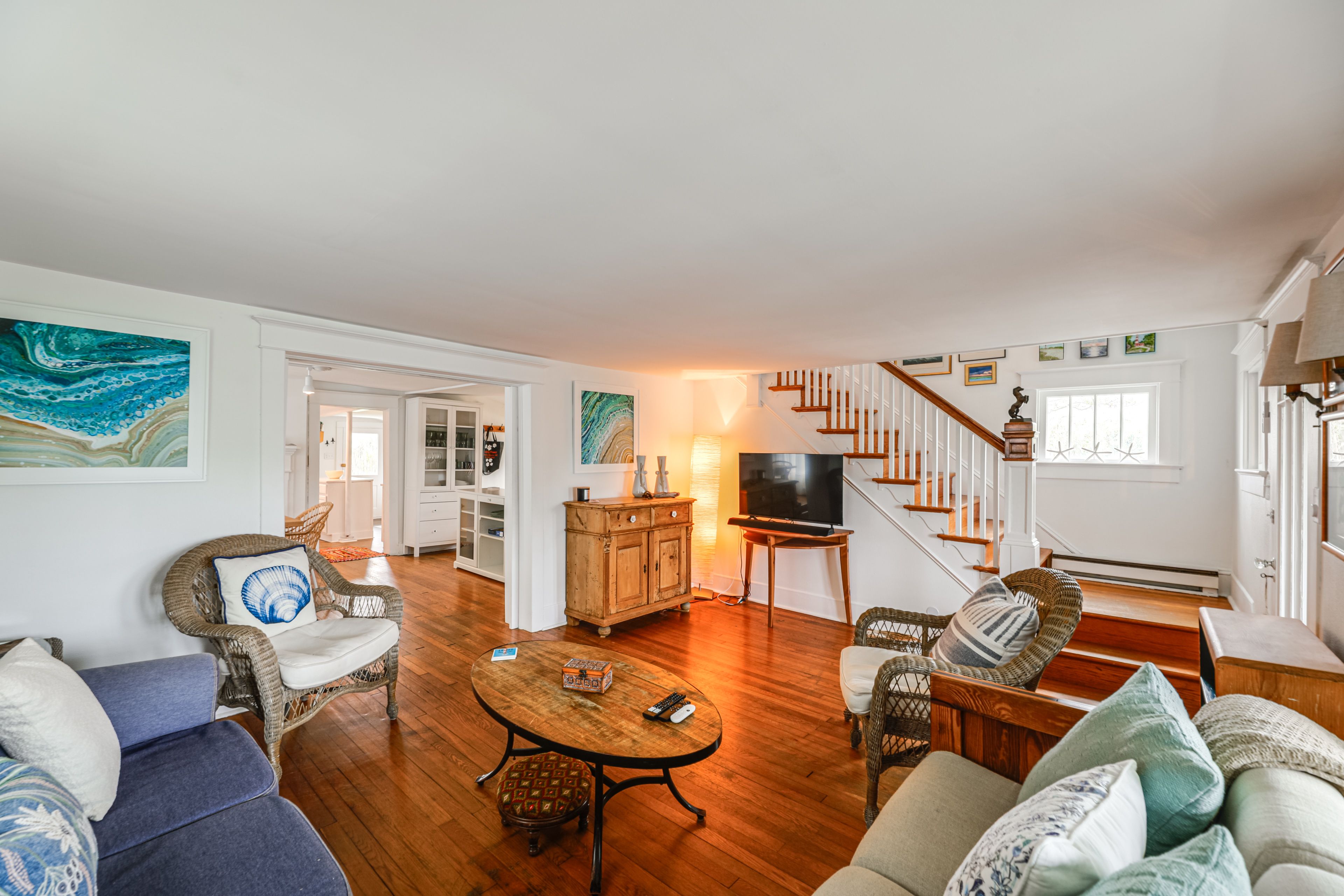 Living Room | 2-Story Home | Central A/C & Heating | Coastal Decor