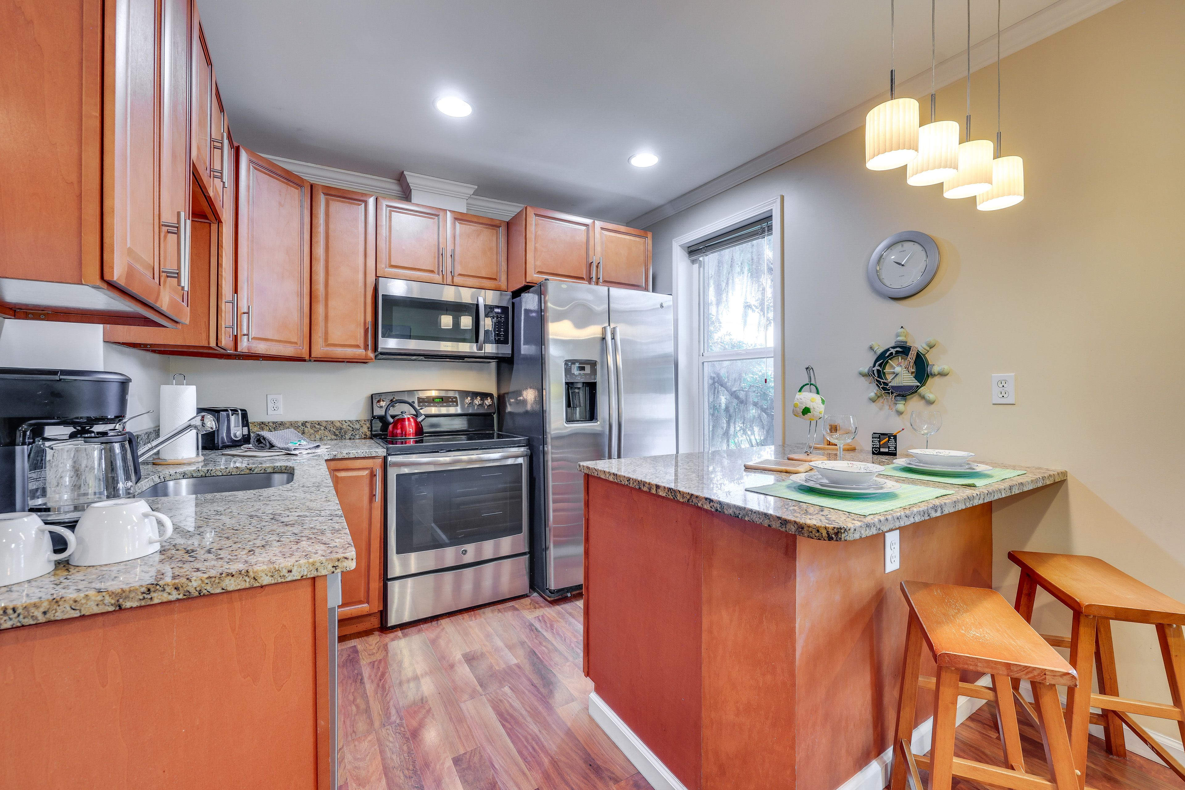 Dining Bar | Dishware & Flatware Provided | Window A/C & Heating Units