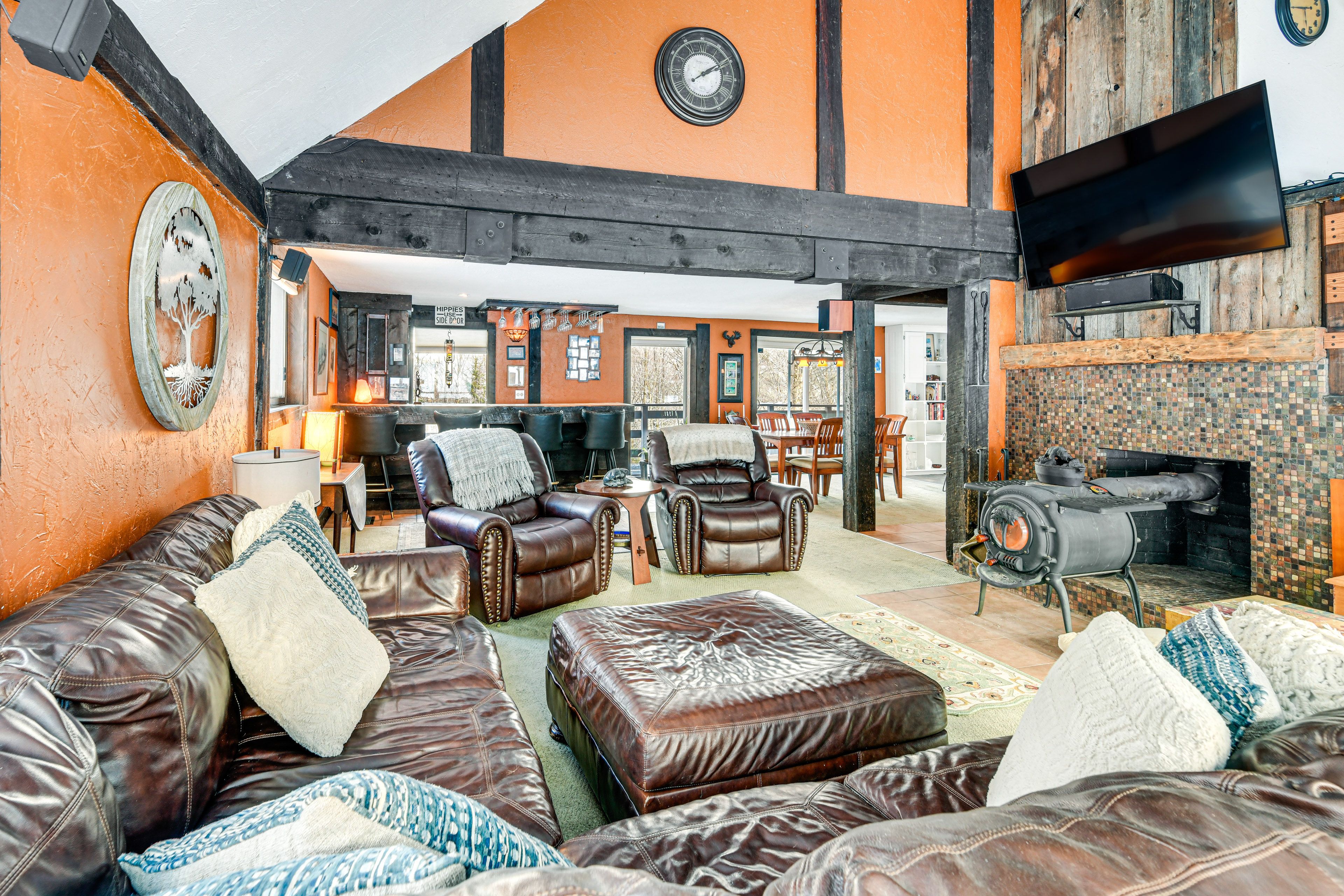 Living Room | Multi-Level Home | Smart TV w/ Cable | Wood-Burning Stove