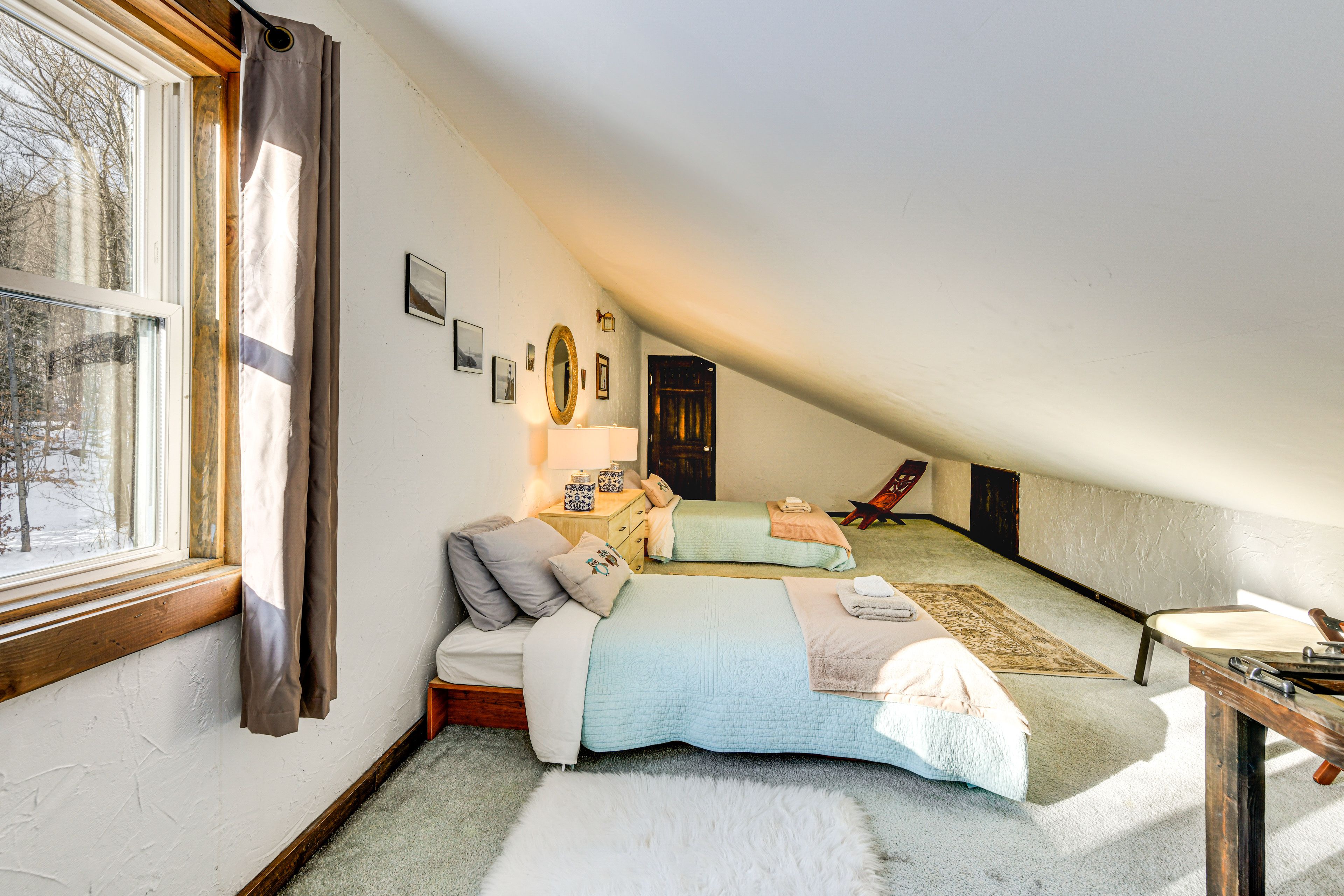 Bedroom 4 | 3rd Floor | 2 Twin Beds | Narrow Stairs w/ Sloping Ceiling to Access