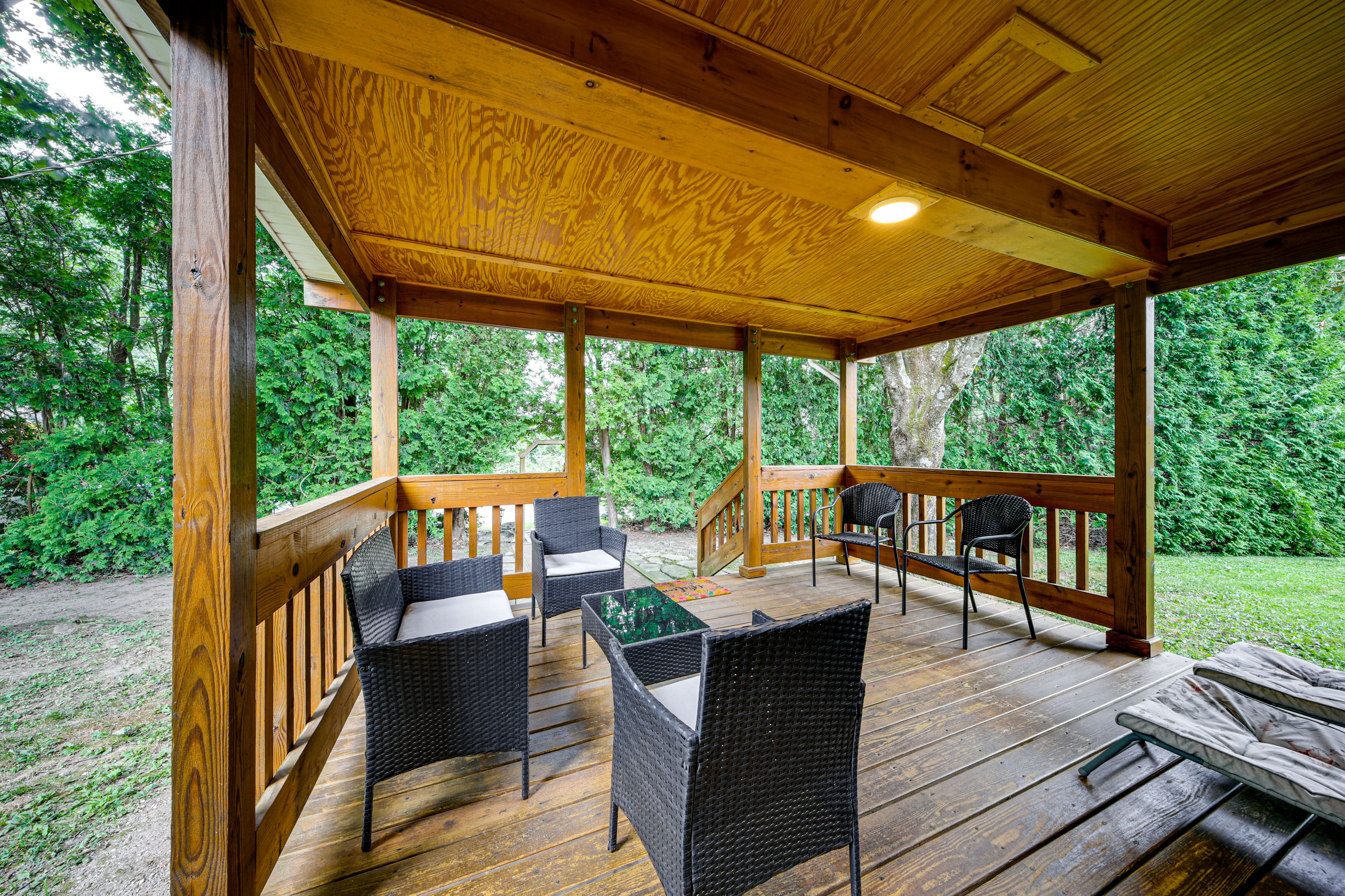 Covered Deck | Outdoor Dining & Seating | 2-Story Home