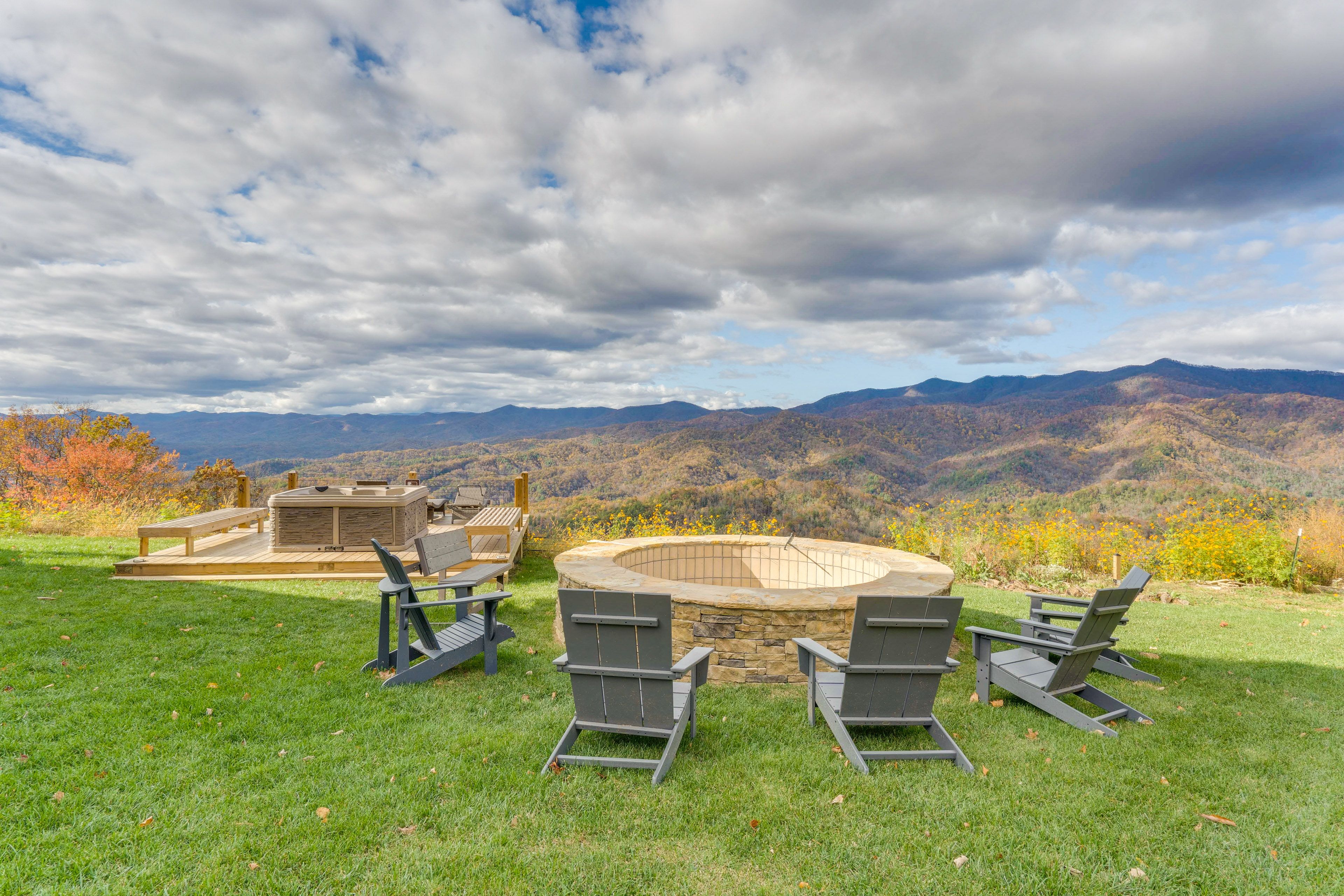 Backyard | Fire Pit | Hot Tub | Mountain Views