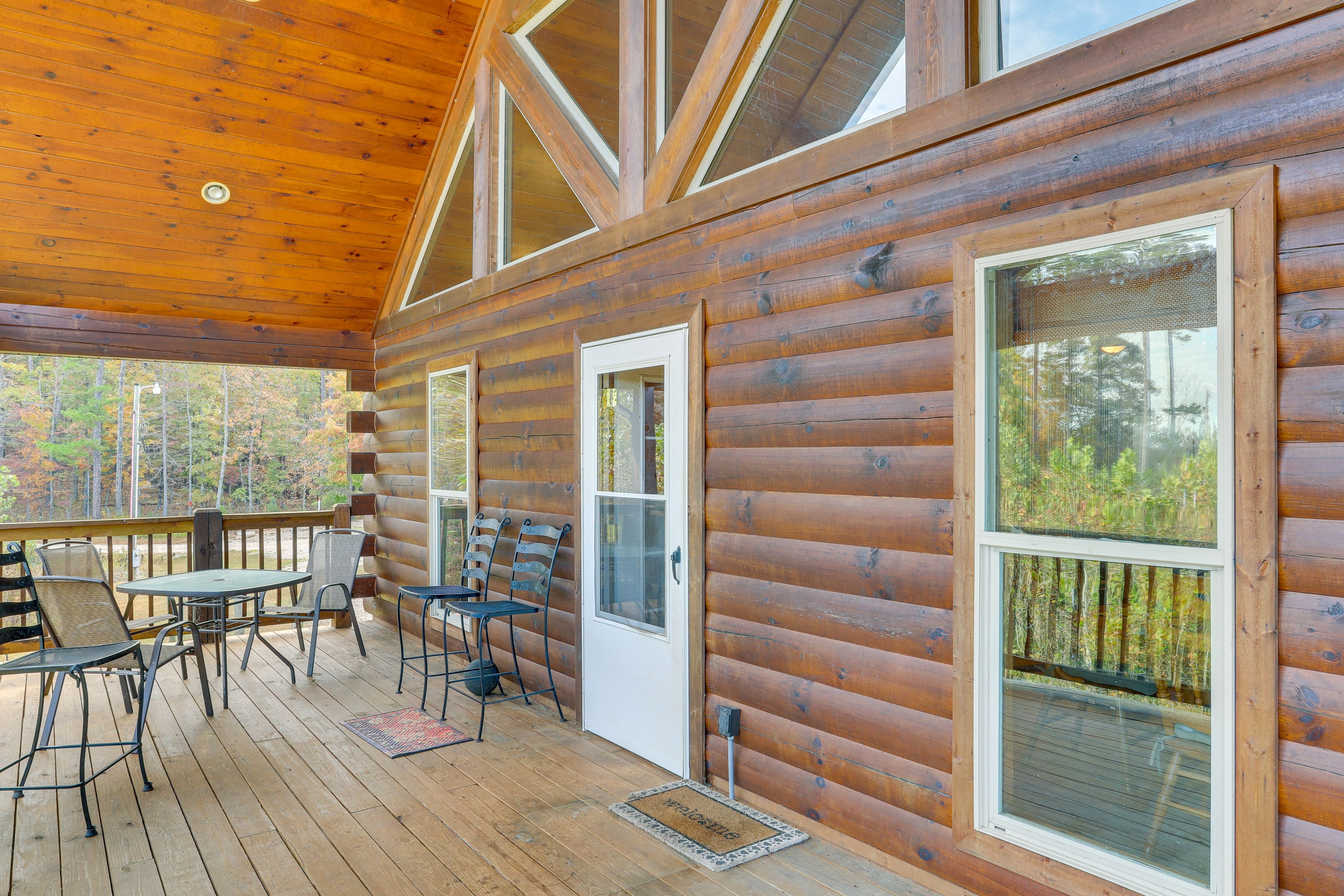 Covered Deck | Dining Area | Sunset & Forest Views