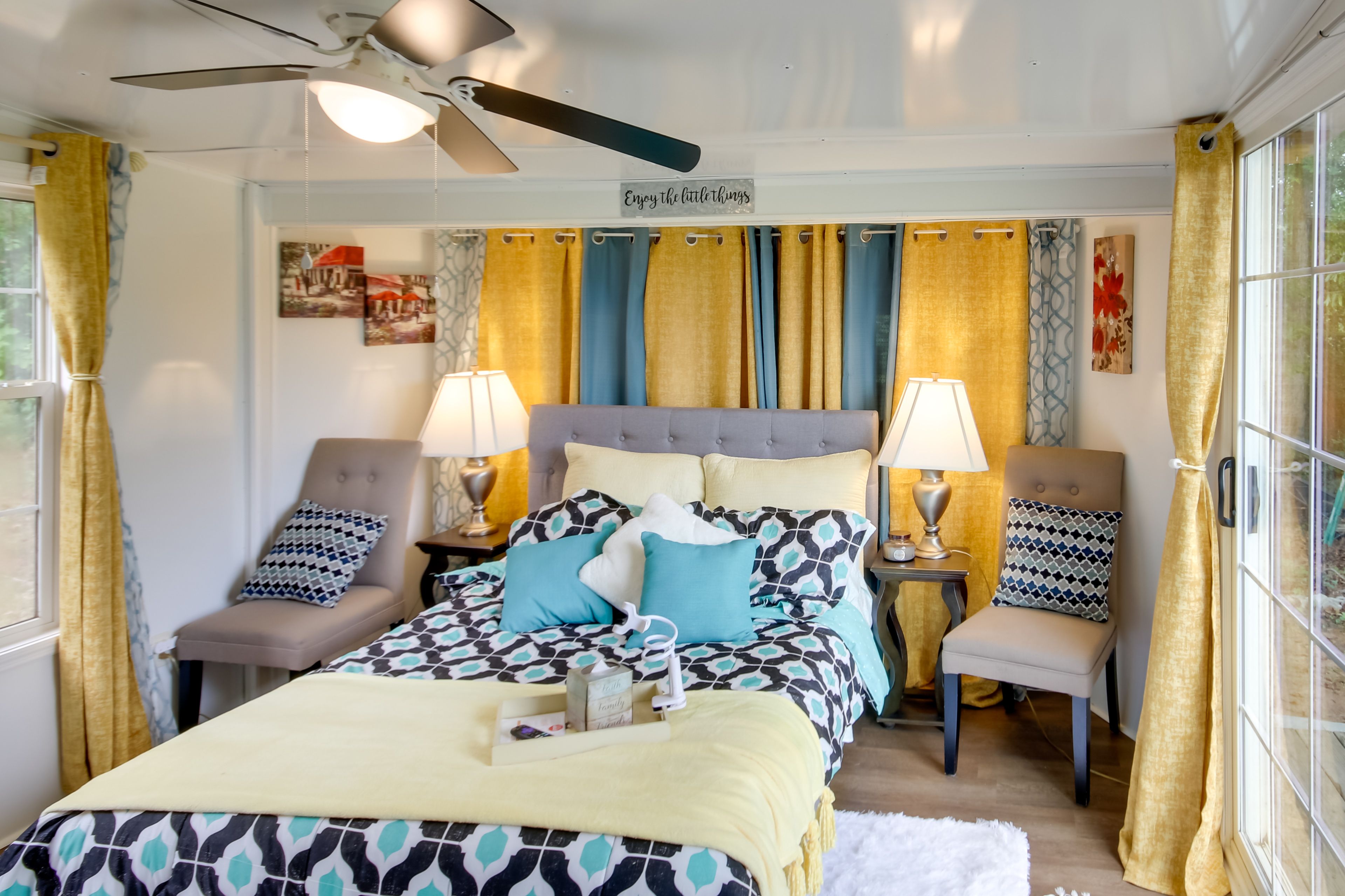 Bedroom | Full Bed | Smart TV | Electric Fireplace | Access to Porch