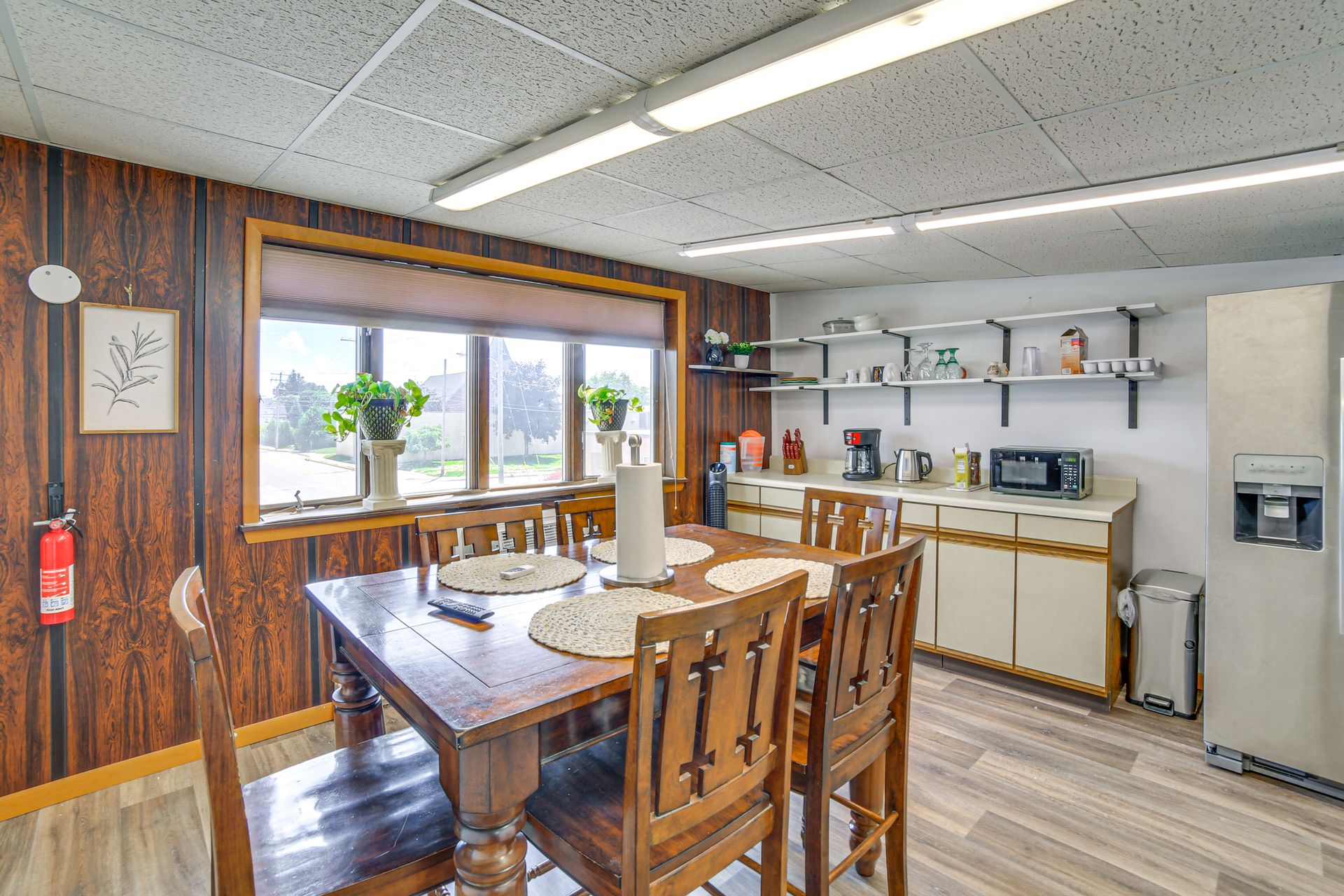 Dining table and kitchen
