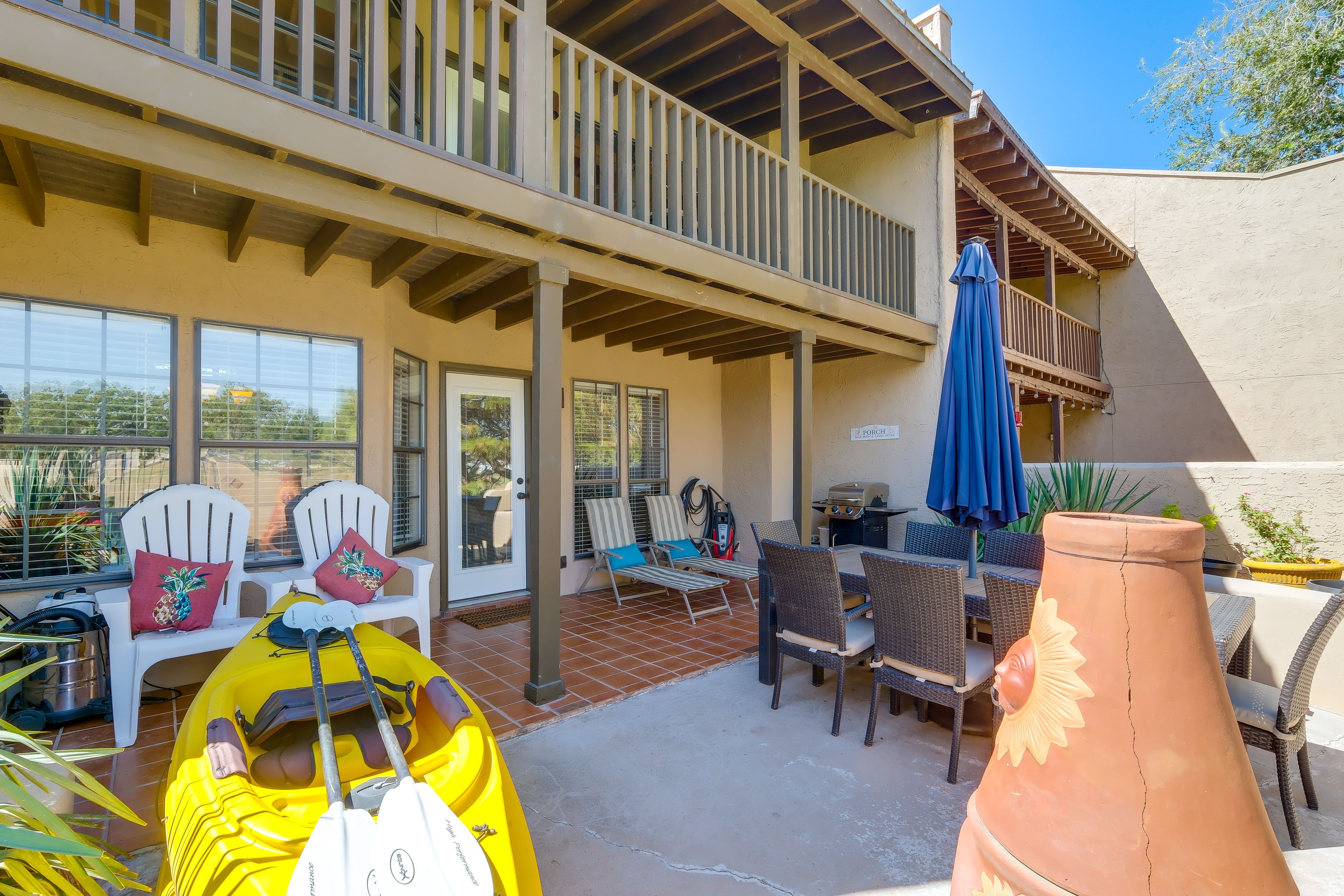 Townhome Exterior | Furnished Patio | Dining Area | Gas Grill