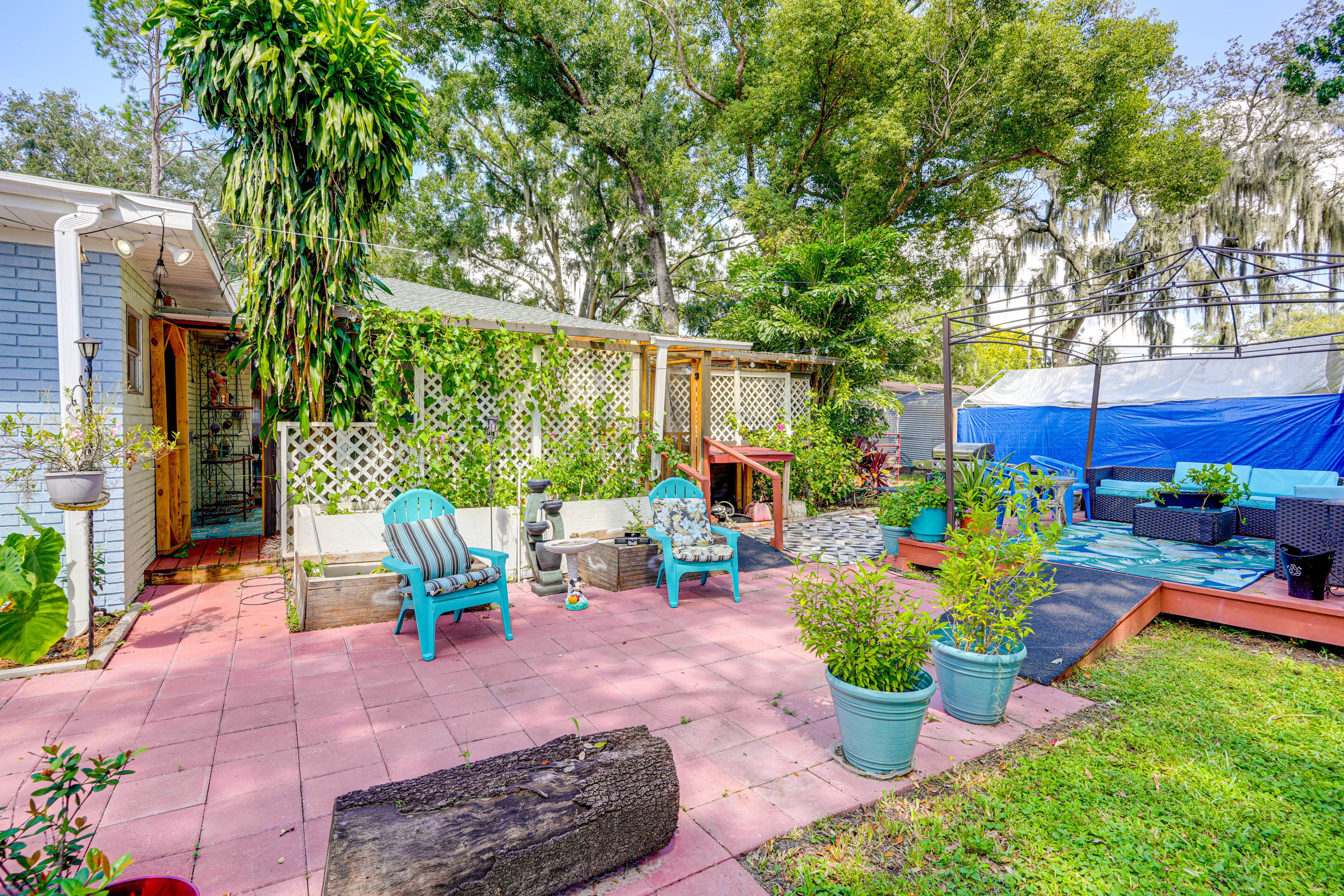 Patio | Charcoal Grill | Private Hot Tub