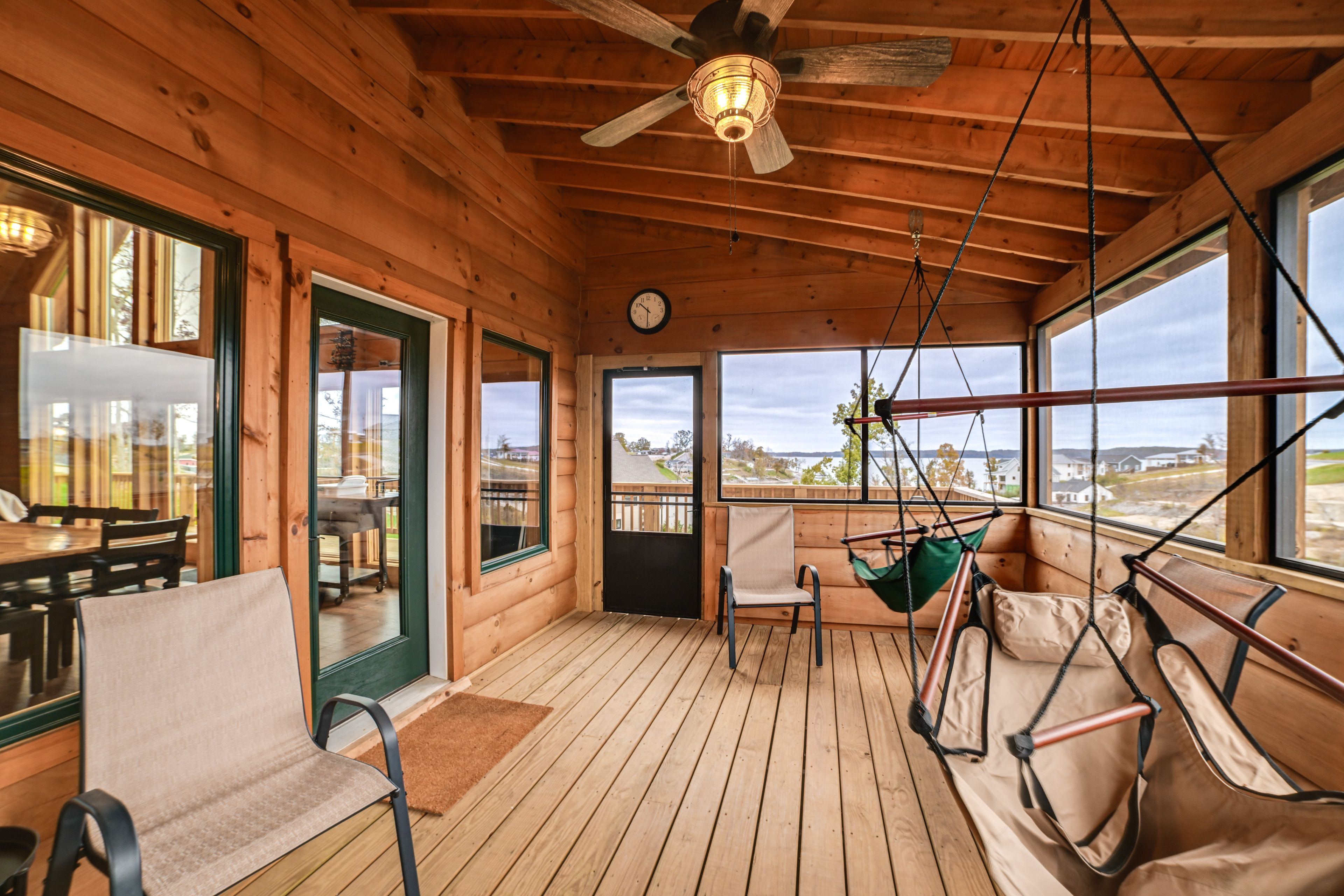 Cabin Exterior | Screened Porch | Hammock Chairs