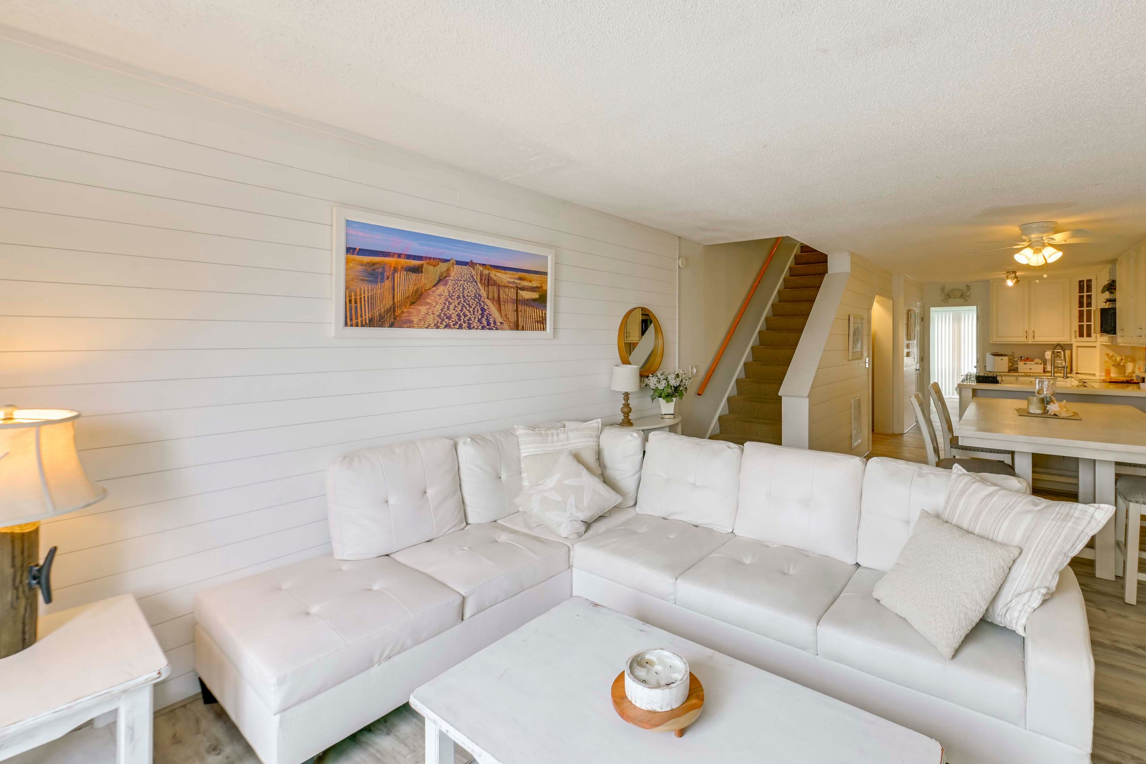 Living Room | 2-Story Condo | Central A/C & Heating