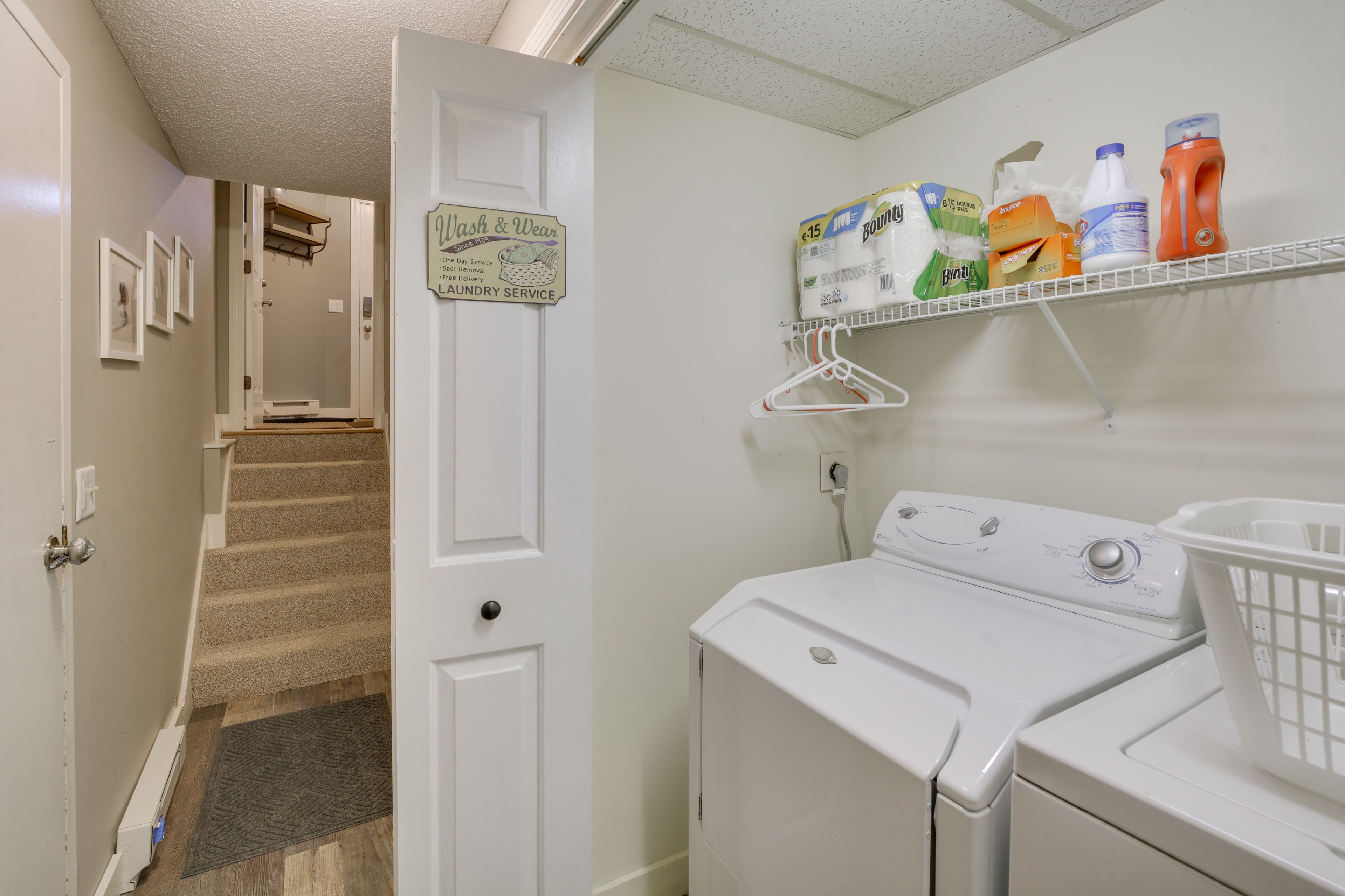 Laundry Area | Basement | Washer/Dryer | Laundry Detergent | Iron/Board