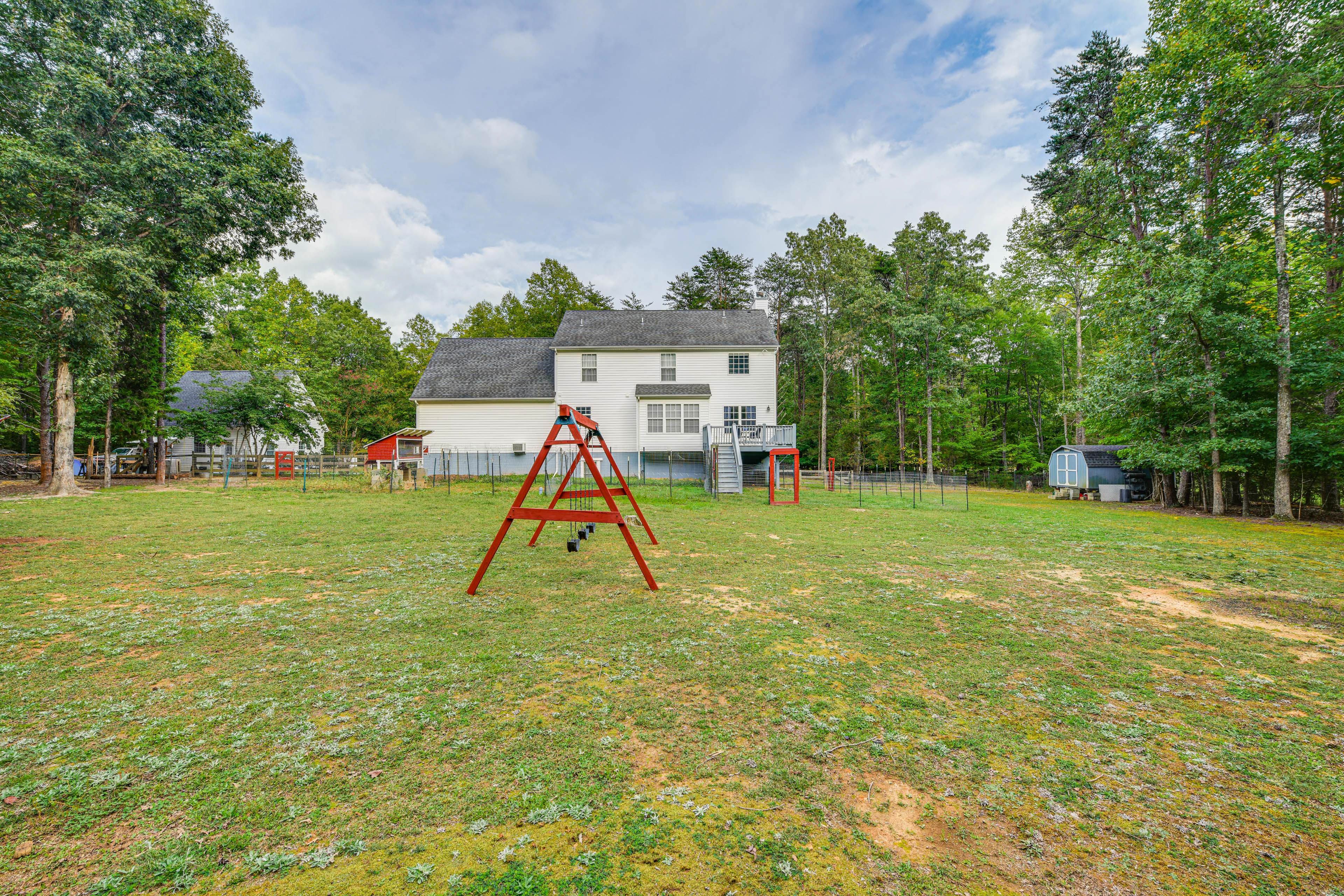 Backyard | Swing Set | 3-Acre Property