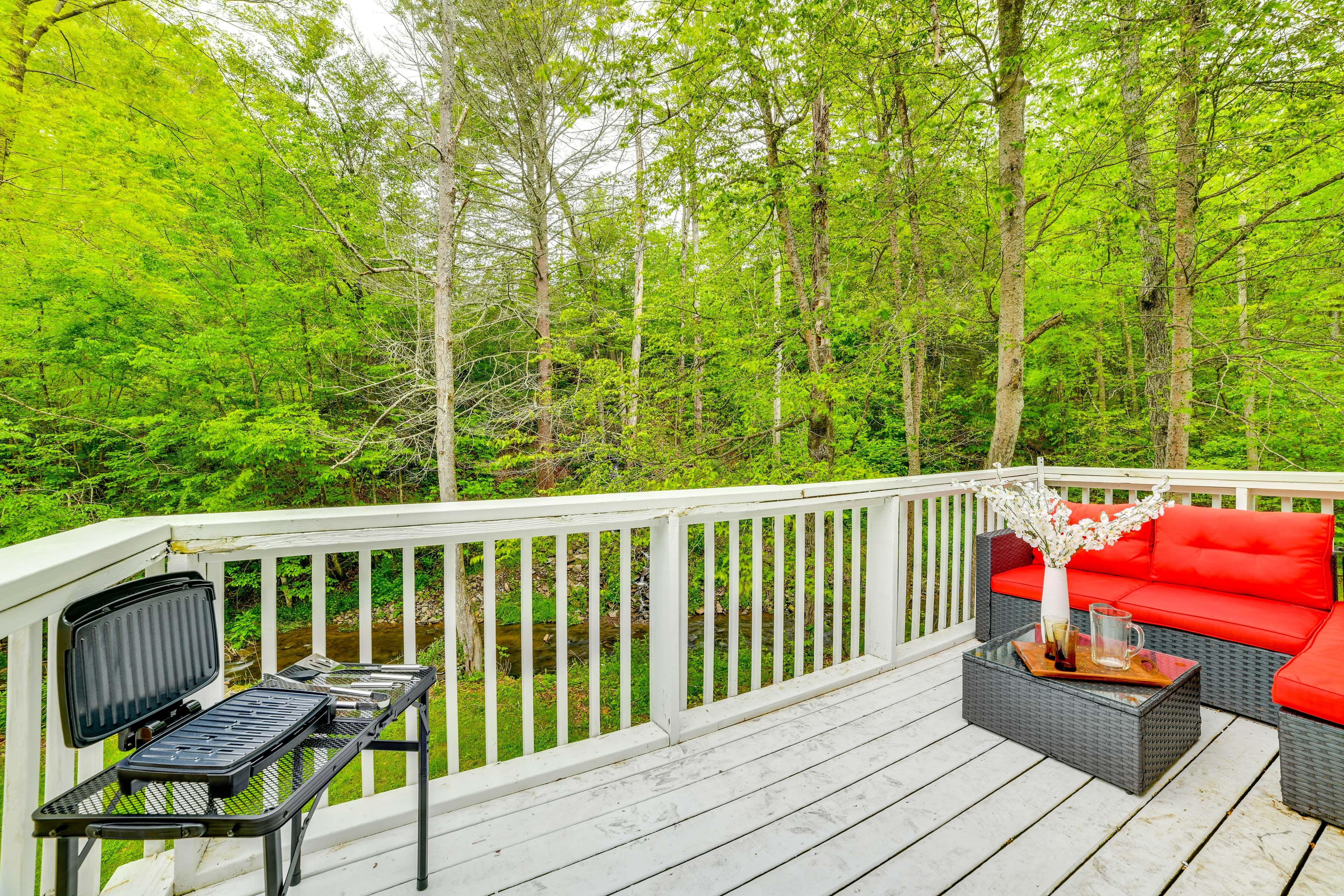 Private Balcony | Electric Grill | Brook Views