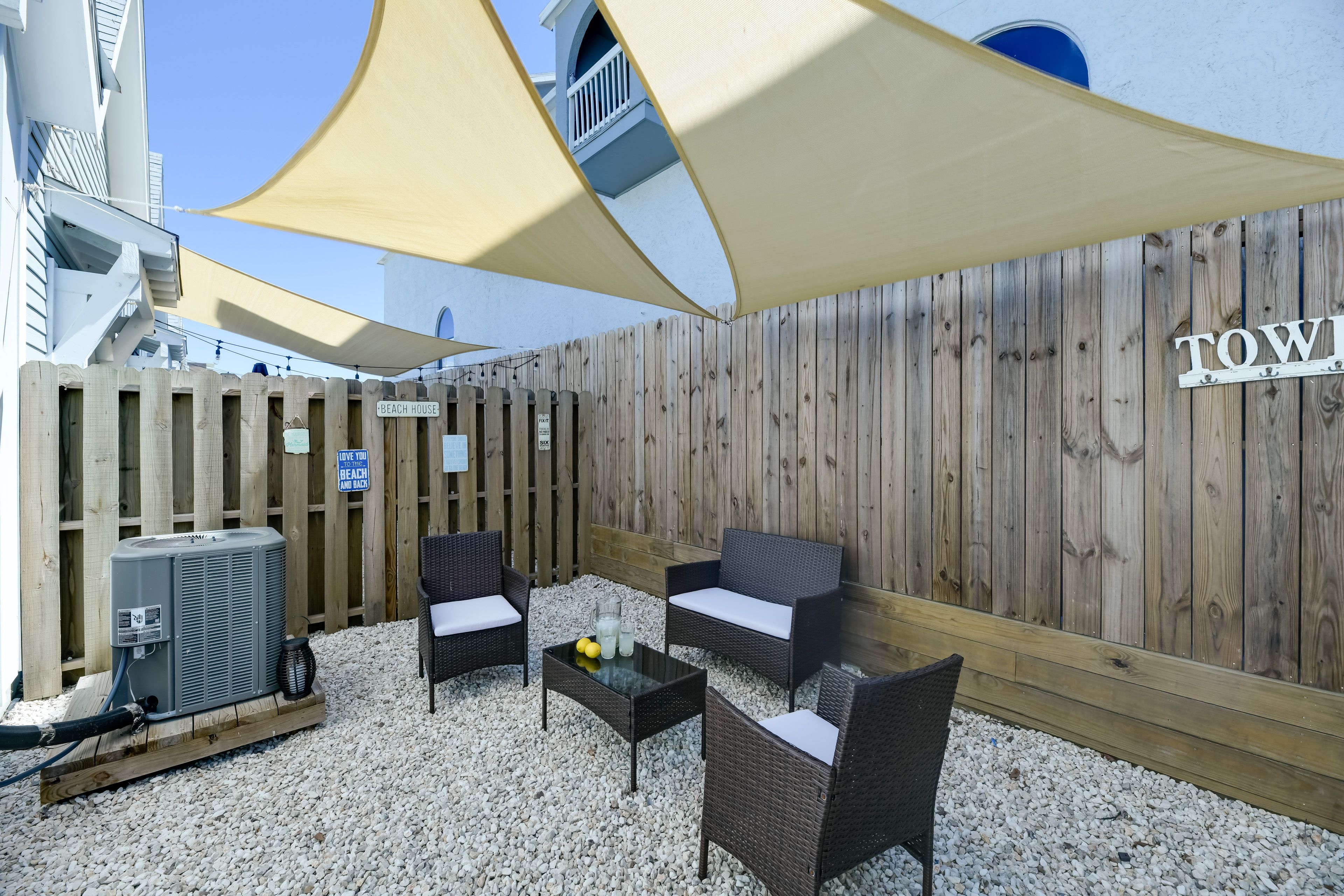 Furnished Gravel Patio w/ Awning