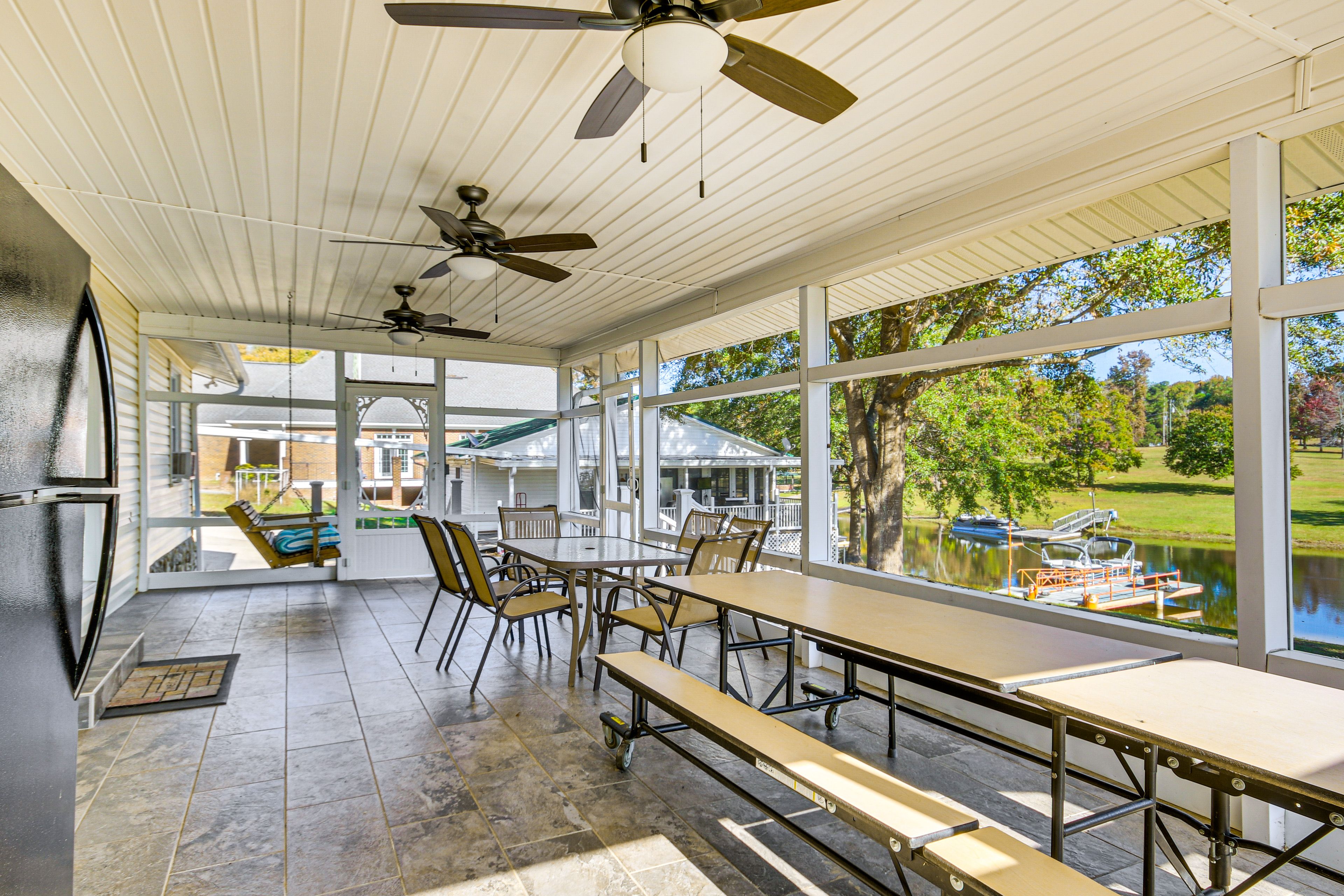 Screened-In Porch | Dining Tables | Bench Swing