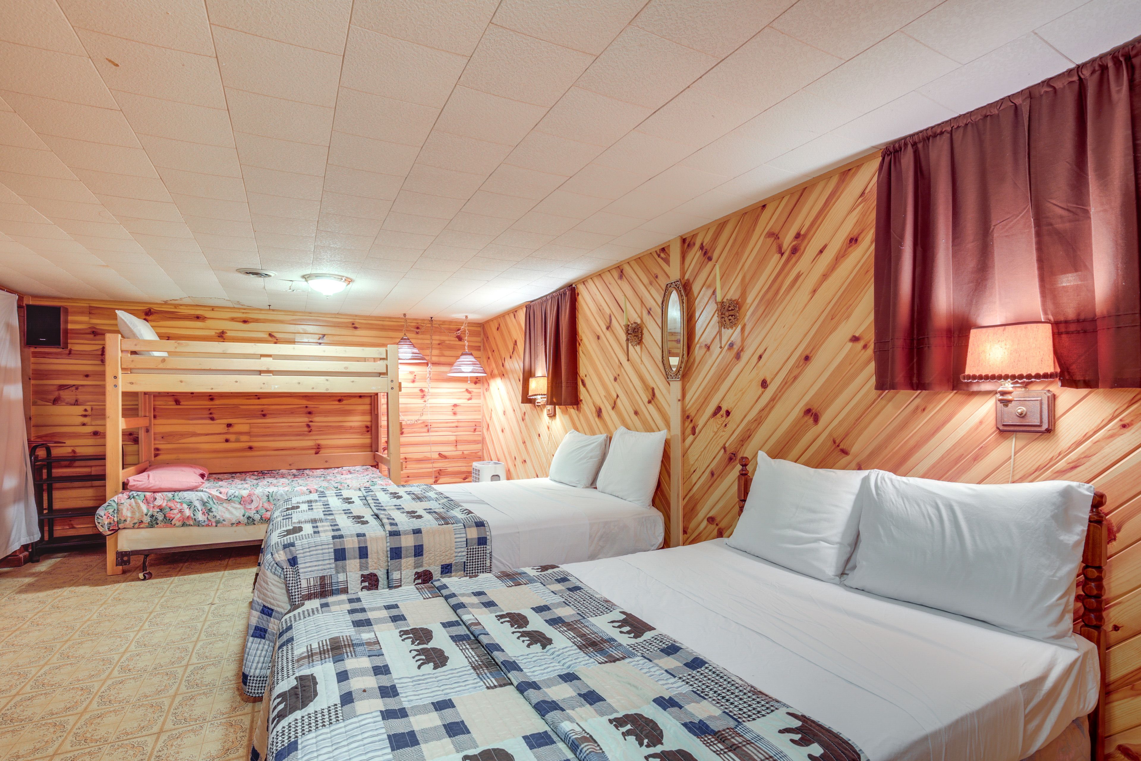 Bedroom 3 | Basement Level | 2 Queen Beds | Full Bunk Bed