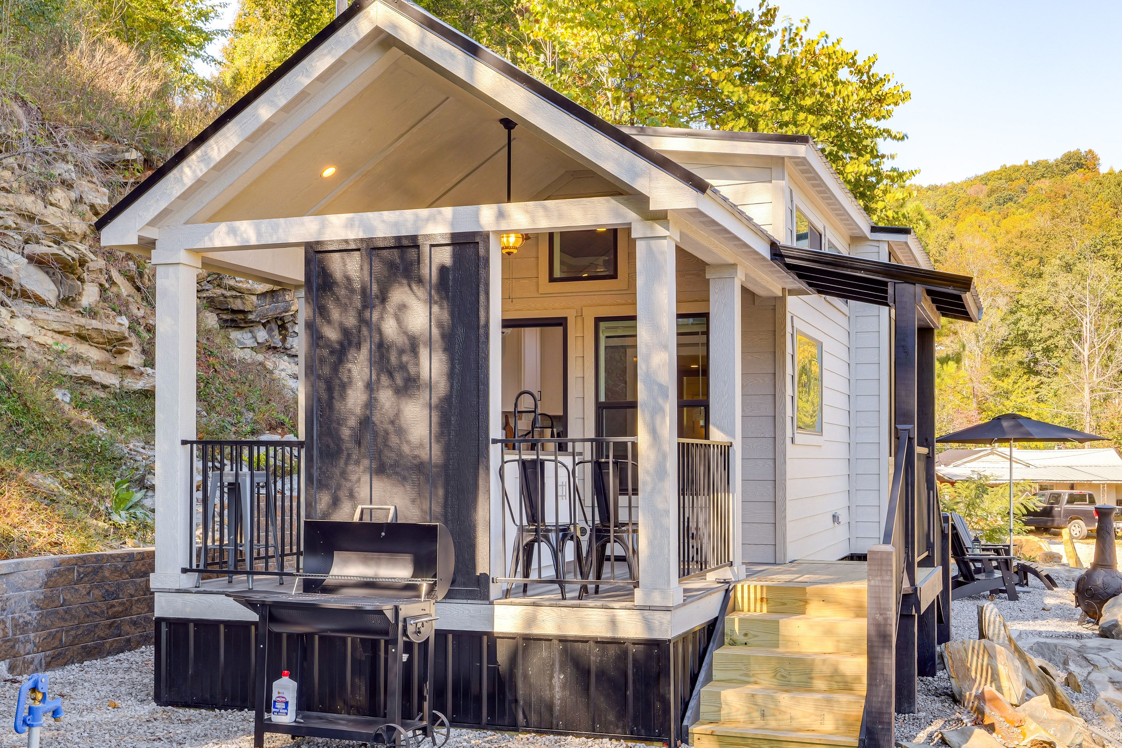 Patio | Charcoal Grill | Chiminea | Outdoor Seating | Pond Views