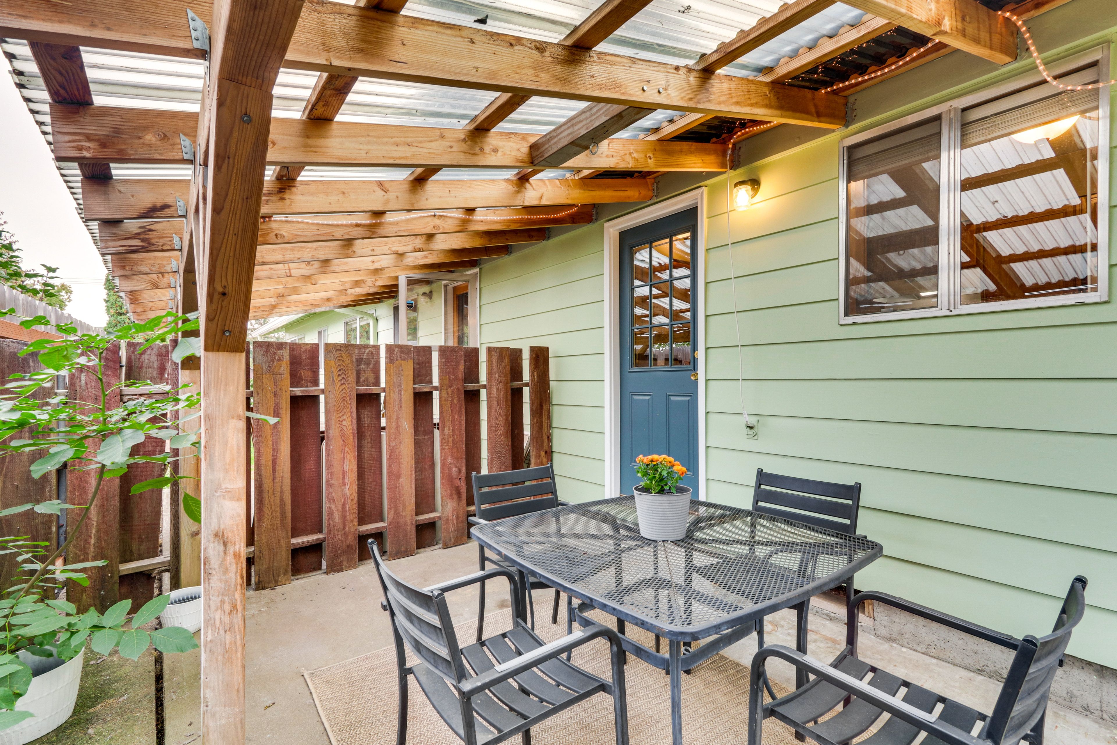 Private Patio | Dining Area | Fenced-In Yard