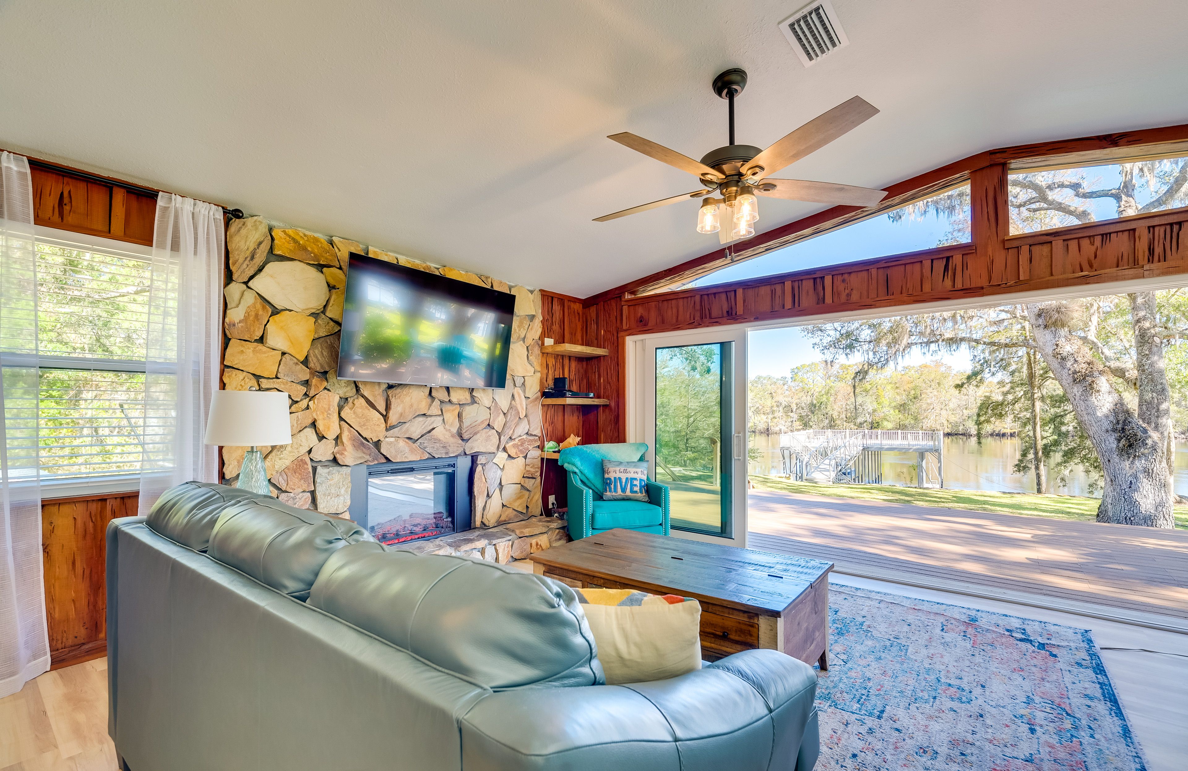 Living Room | Single-Story Home | Queen Sleeper Sofa | Central A/C & Heating