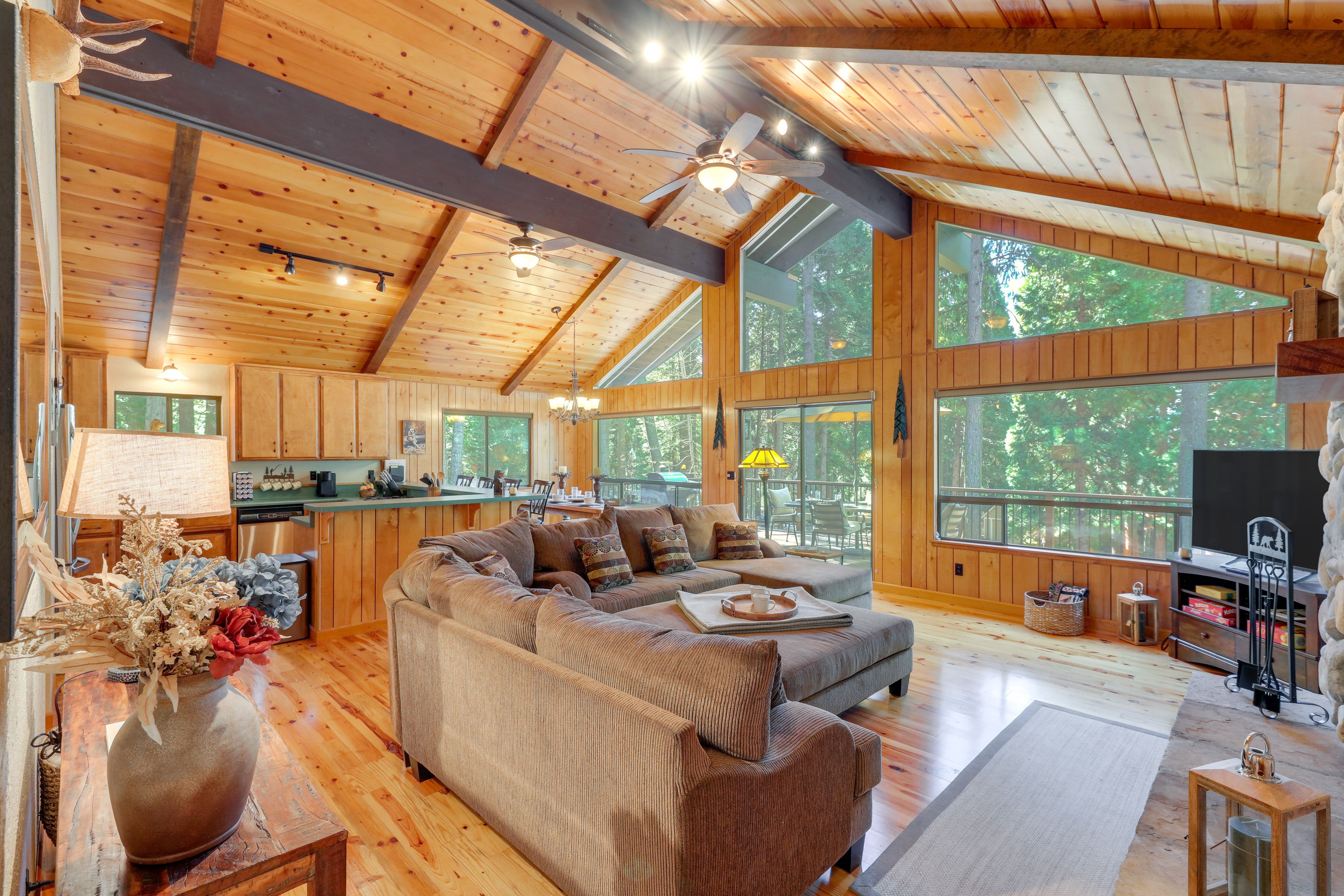 Living Room | 2-Story Cabin | Central Heating | Portable A/C Unit